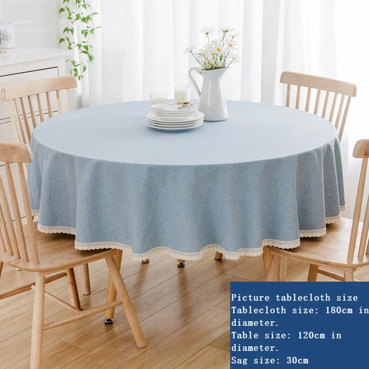 Tovaglia rotonda in lino di cotone Adatto per tavoli da pranzo, tavolini da caffè Lavabile in lavatrice Cachi Diametro 180 cm