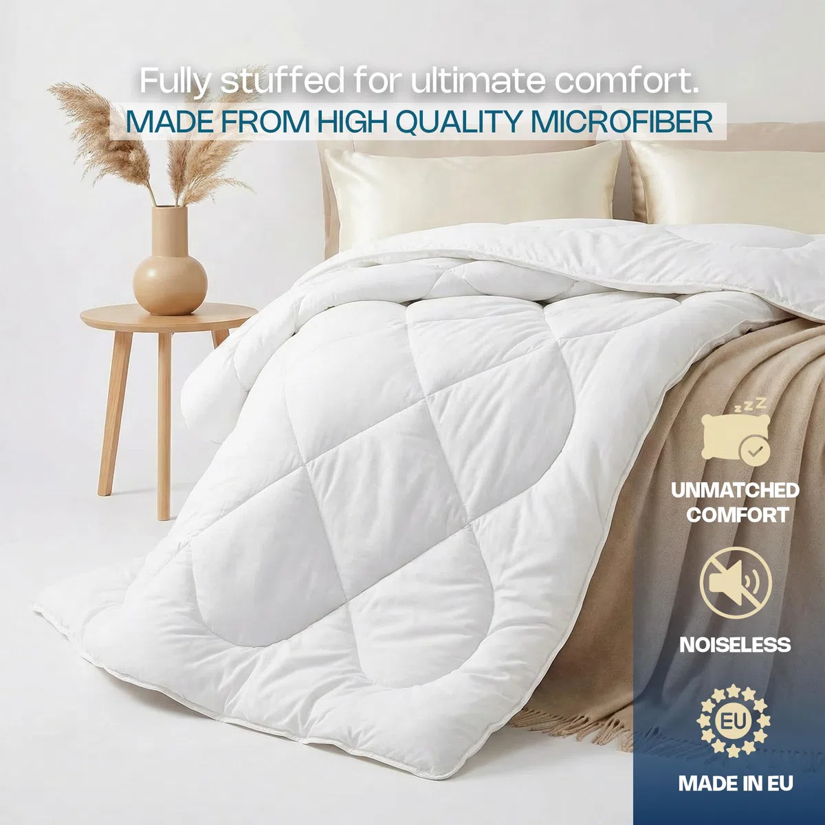 SuperKissen24. Piumino in Microfibra 160x200 cm - Trapunta Matrimoniale per Tutte Le Stagioni - Lavabile in Lavatrice, Anallergico - OEKO-TEX Standard 100 - Good Sleep Bianco