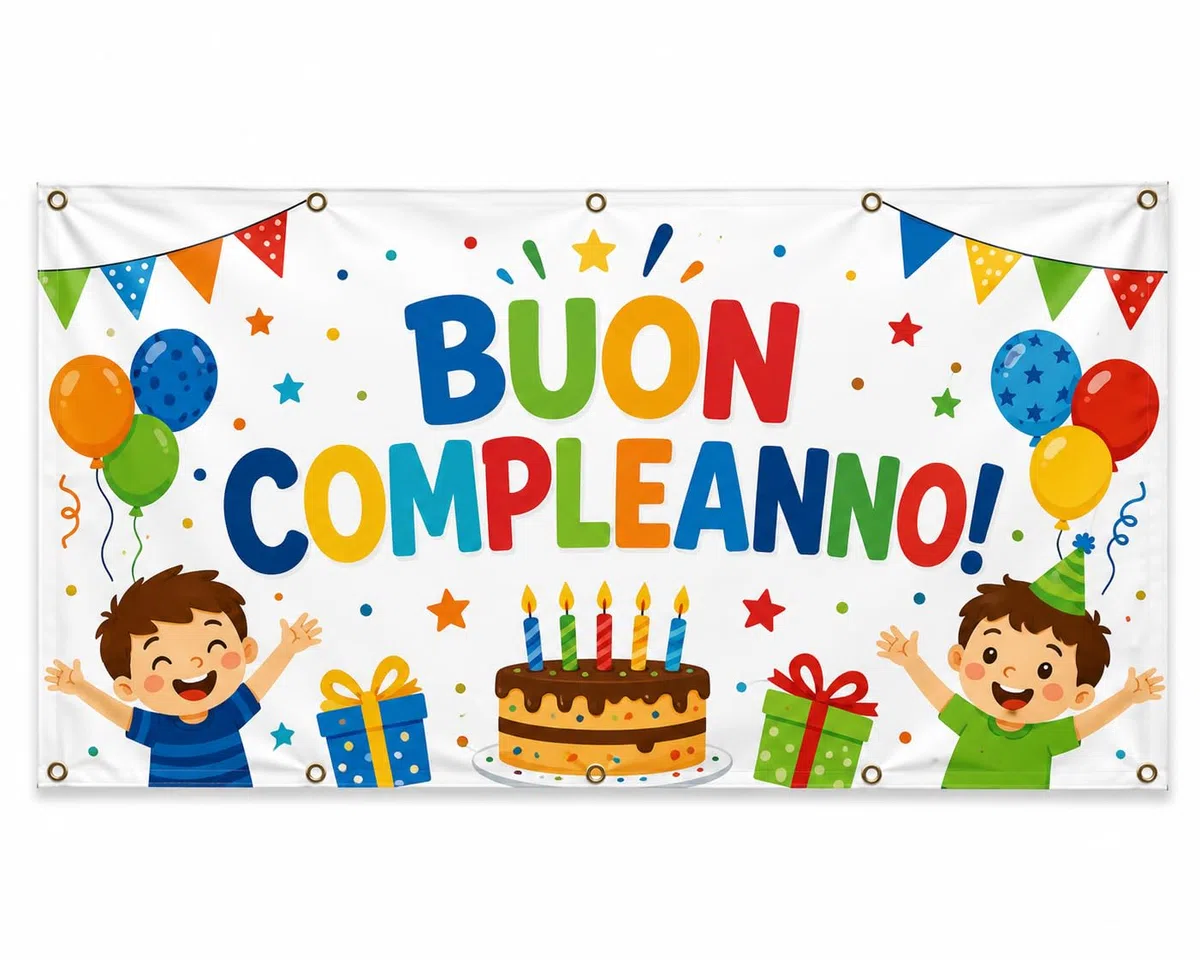 Banner PVC Personalizzato con Occhielli | Striscione Pubblicitario per Eventi, Compleanni, Negozi e Feste | Alta Qualità da Esterno