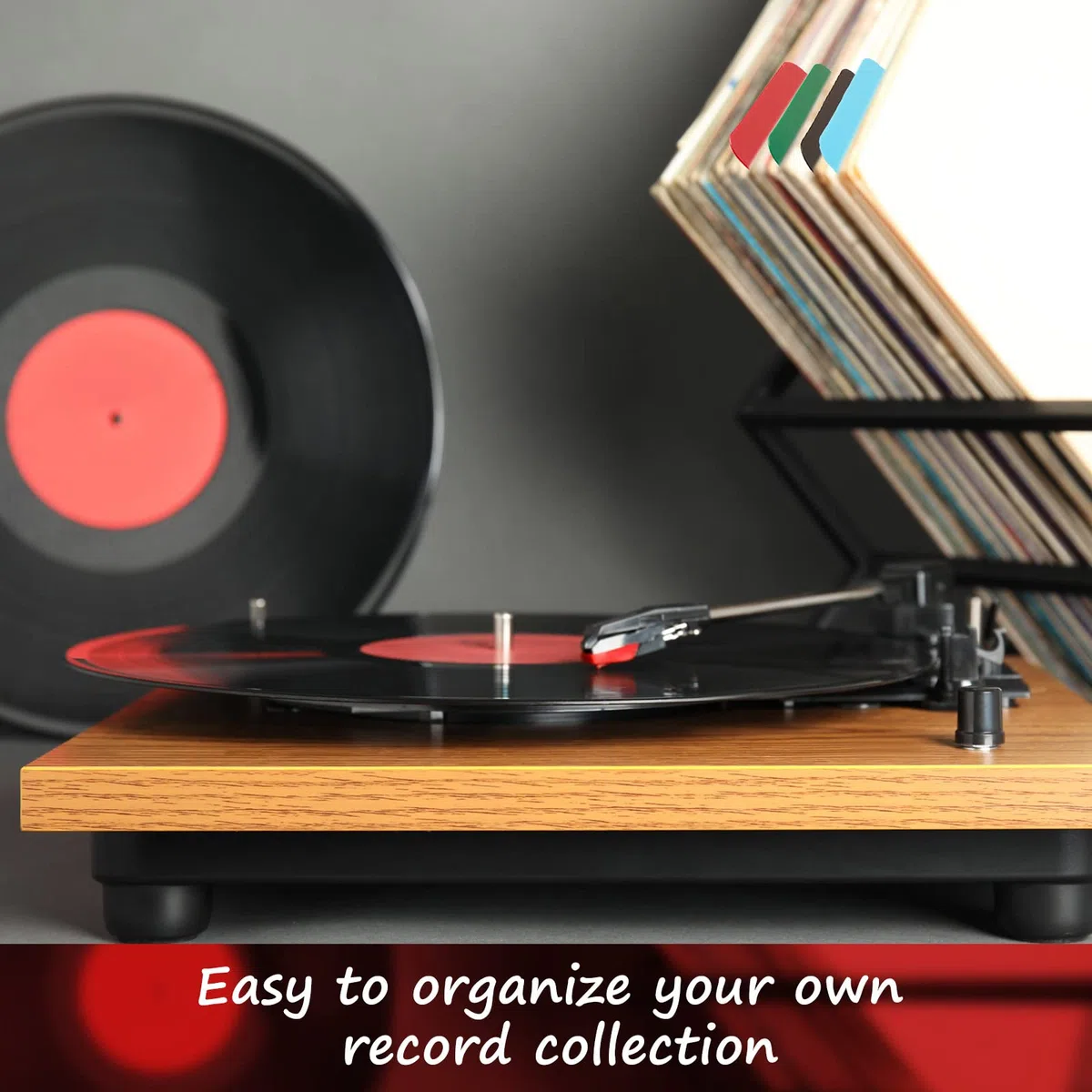 30 divisori per dischi in vinile, in plastica, multicolore, con linguette per 33 giri/min, 33 x 33 cm