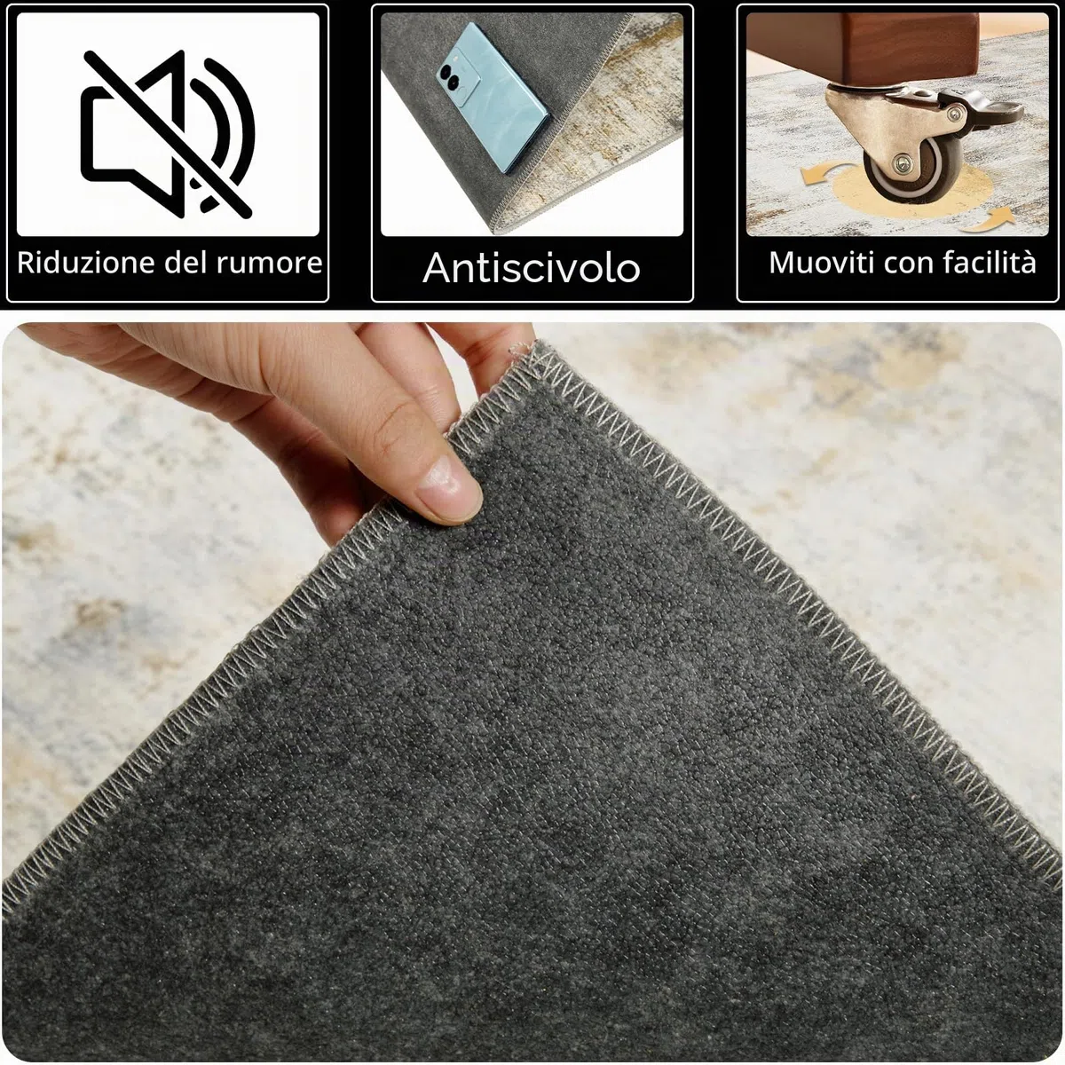 Famibay Tappeto Sedia Ufficio 90 x 120 cm Tappeto Salvapavimento Antiscivolo Tappeto per Sedia con Ruote Gaming Beige Marrone per Pavimenti Duri Parquet Piastrelle
