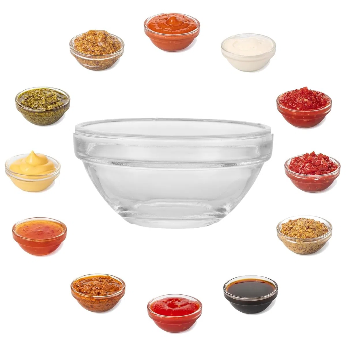 YAYODS 20 ciotole per salse, Ø 7.5 cm, ciotola in vetro da 75 ml, piccole ciotole per lavastoviglie e microonde, ingredienti da cucina, marmellate, salse, tapas, buffet