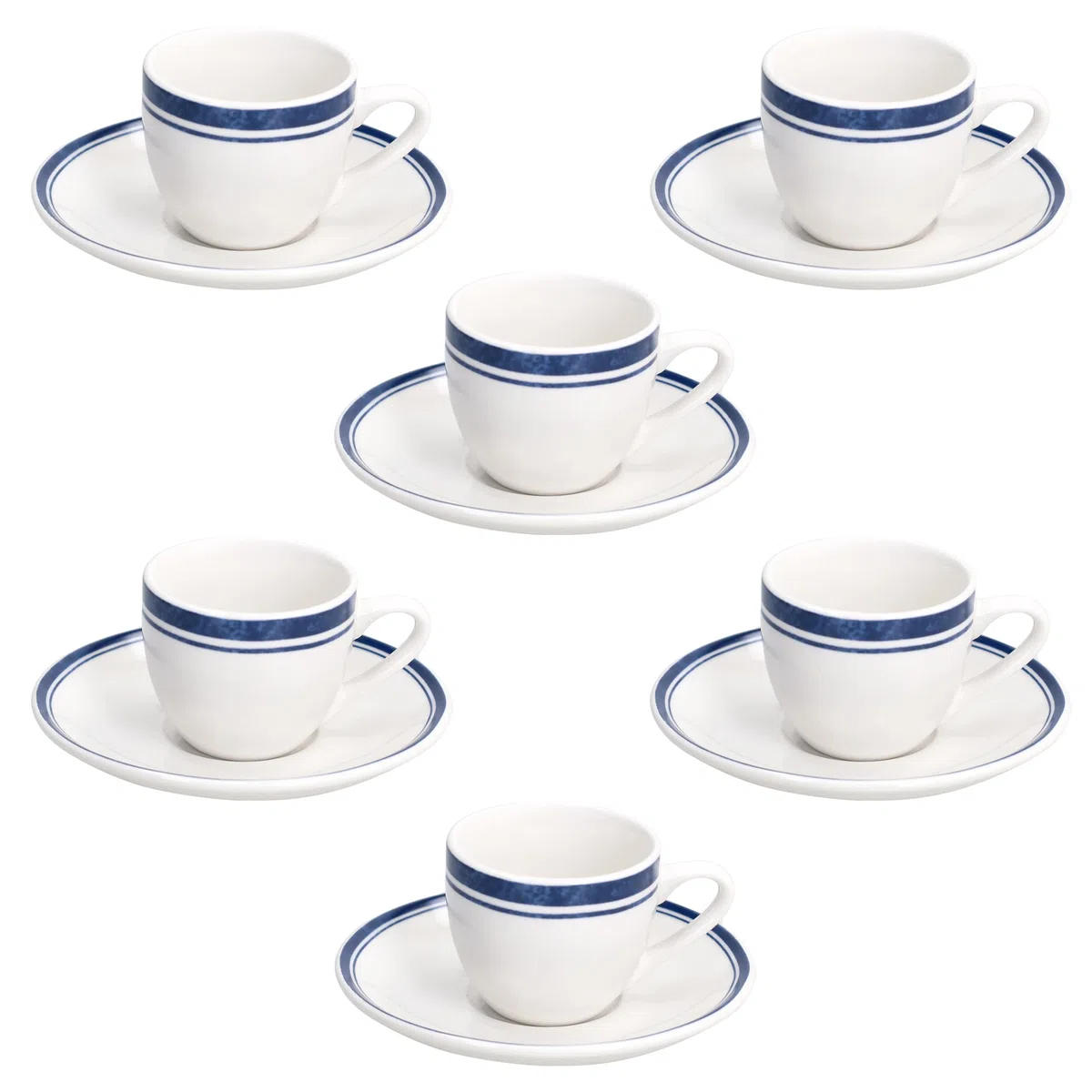 Tognana Filo Blu, Confezione 6 tazze caffè 80 cc con piatto, porcellana, blu