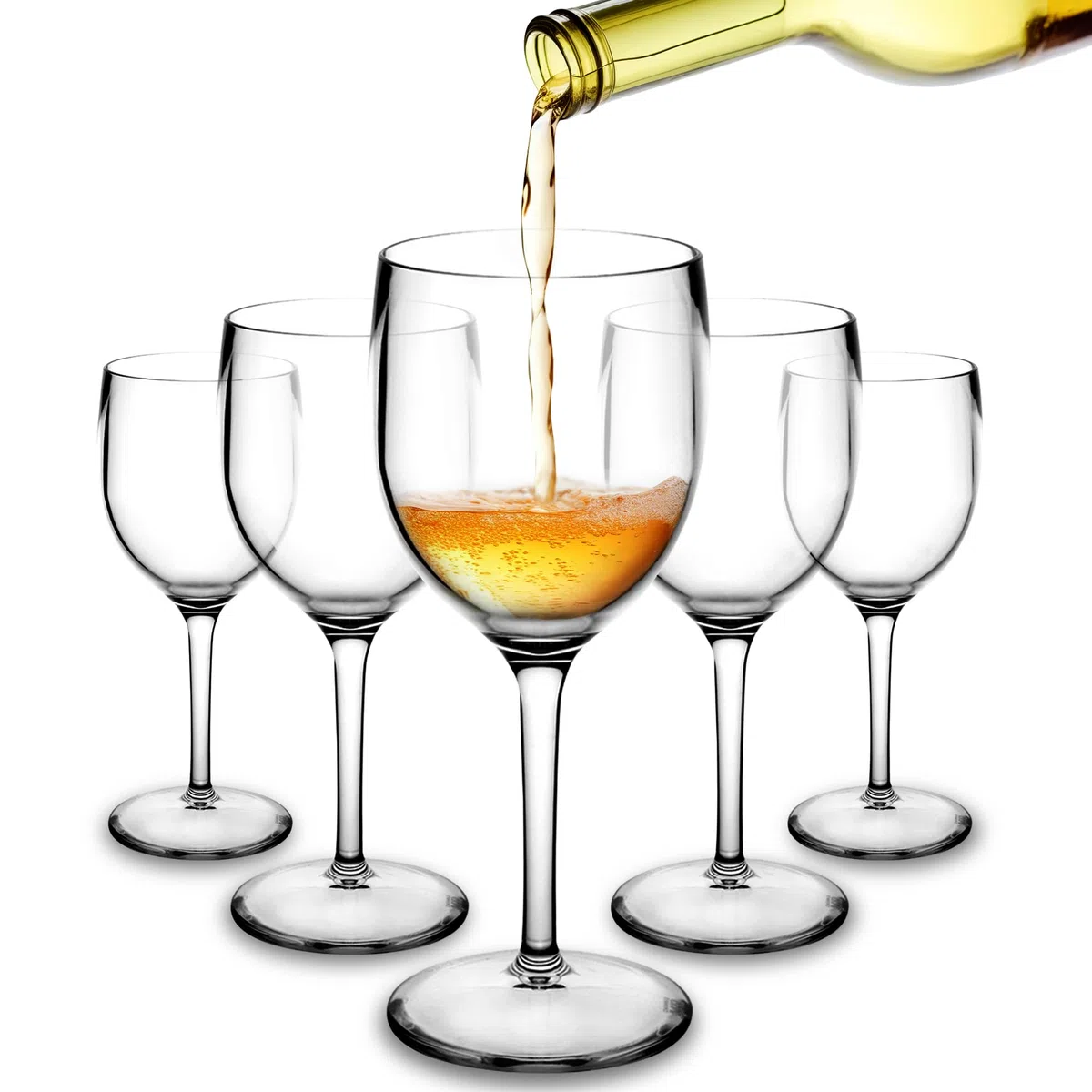 RB Eleganti Calici da Vino in Plastica Trasparente Rigida, Infrangibile Calici da Vino Rosso, Resistenti e Riutilizzabili, Adatto alla Lavastoviglie 20cl, Set di 6