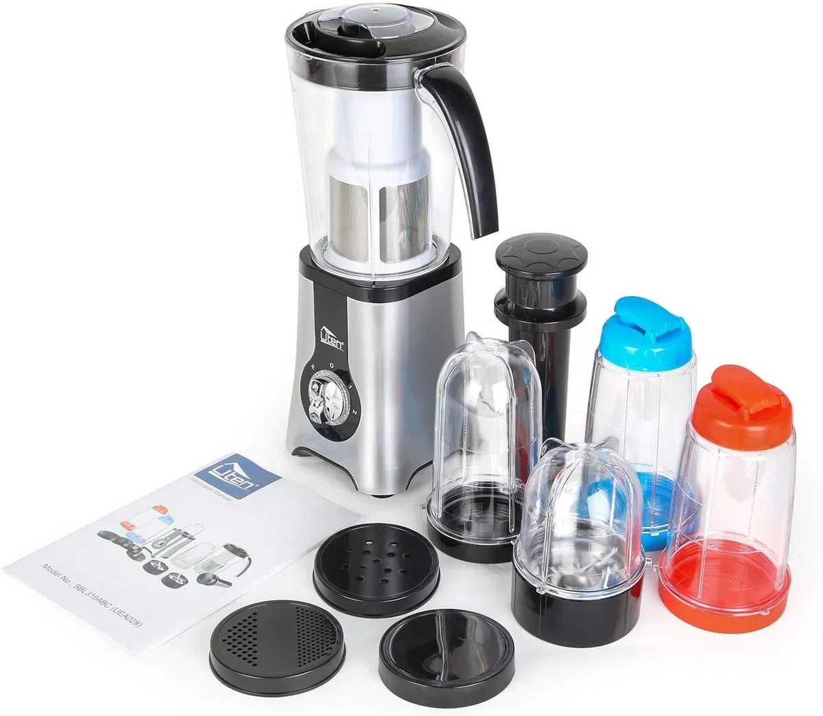 Uten Mini Frullatore Smoothie, 5 in 1 Blender Juicer, Frullatori da Cucina, Mini Blender, Juicer per Frullato, Fucco di Frutta e Verdura, 22.000 Giri/Minuto, 380W, Senza BPA