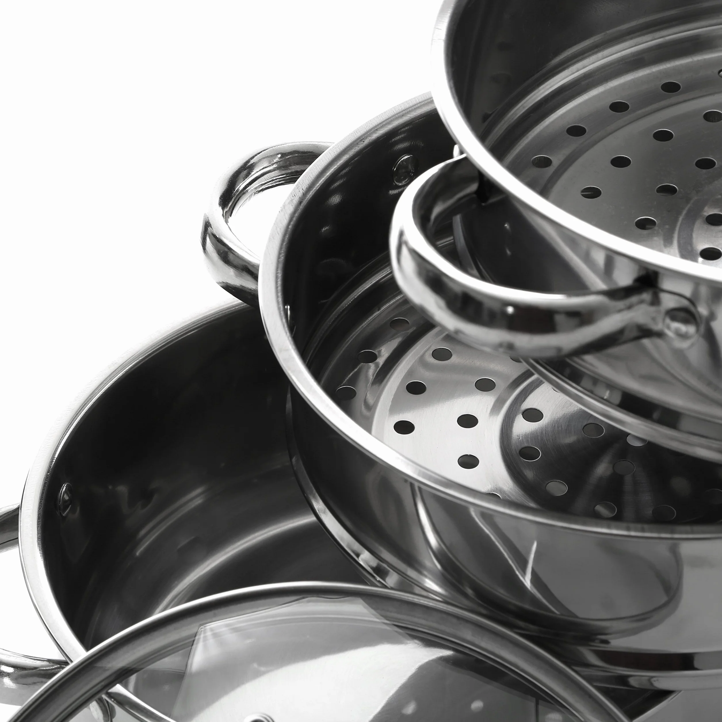 PREMIER Housewares 408129 Pentola a Vapore con Coperchio in Vetro e Capsula Base, Acciaio Inossidabile
