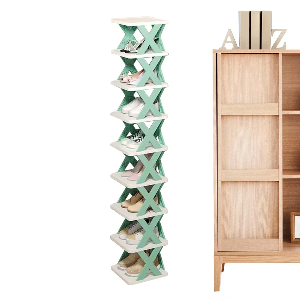 Scaffale Portascarpe Sottile,Ripiano Alto Pieghevole Organizzatore Scarpe - Portascarpe Multifunzionale a Risparmio Spazio per Armadi Bagni e Piccoli Spazi