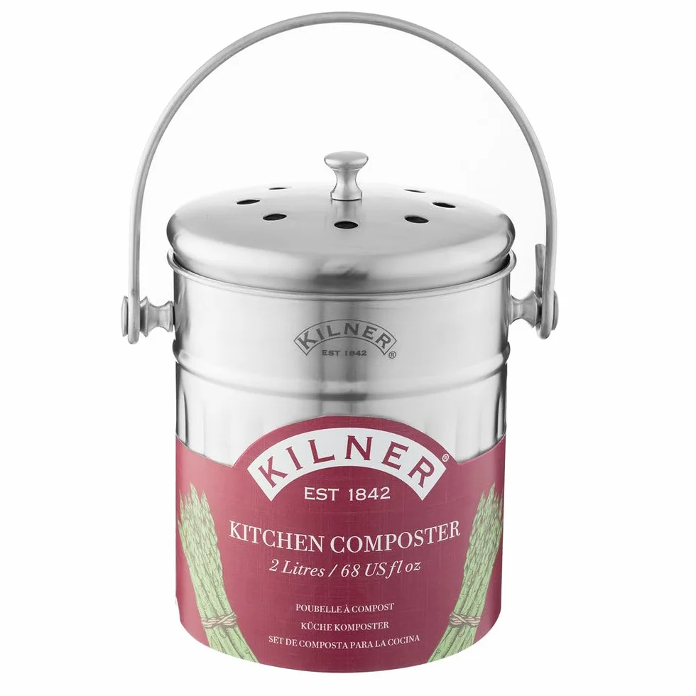 Kilner - Compostiera da Cucina, in Acciaio Inox, 2 l, Colore: Argento