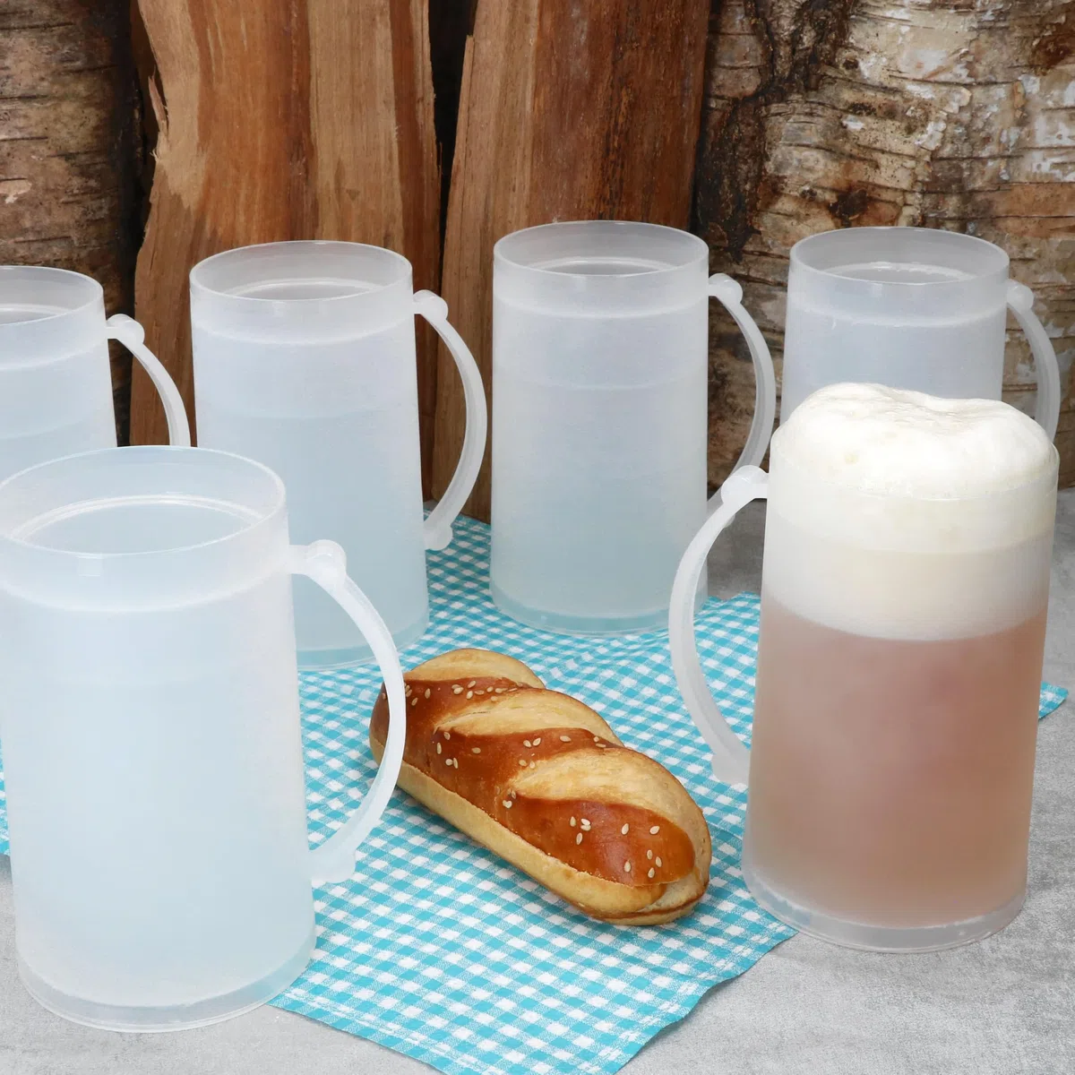 MamboCat ToGo - Set di 6 boccali da birra in plastica, 0,4 l, con manico, per campeggio, attività all'aperto, picnic, idea regalo
