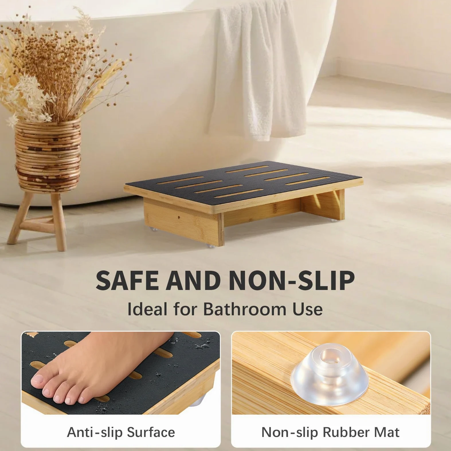Roylvan Scalino in Legno per Adulti Anziani con Superficie Antiscivolo, Scalino Singolo da 9 cm per 200 kg per Interni/Esterni, Aiuto Portatile per Bagno Cucina Letto