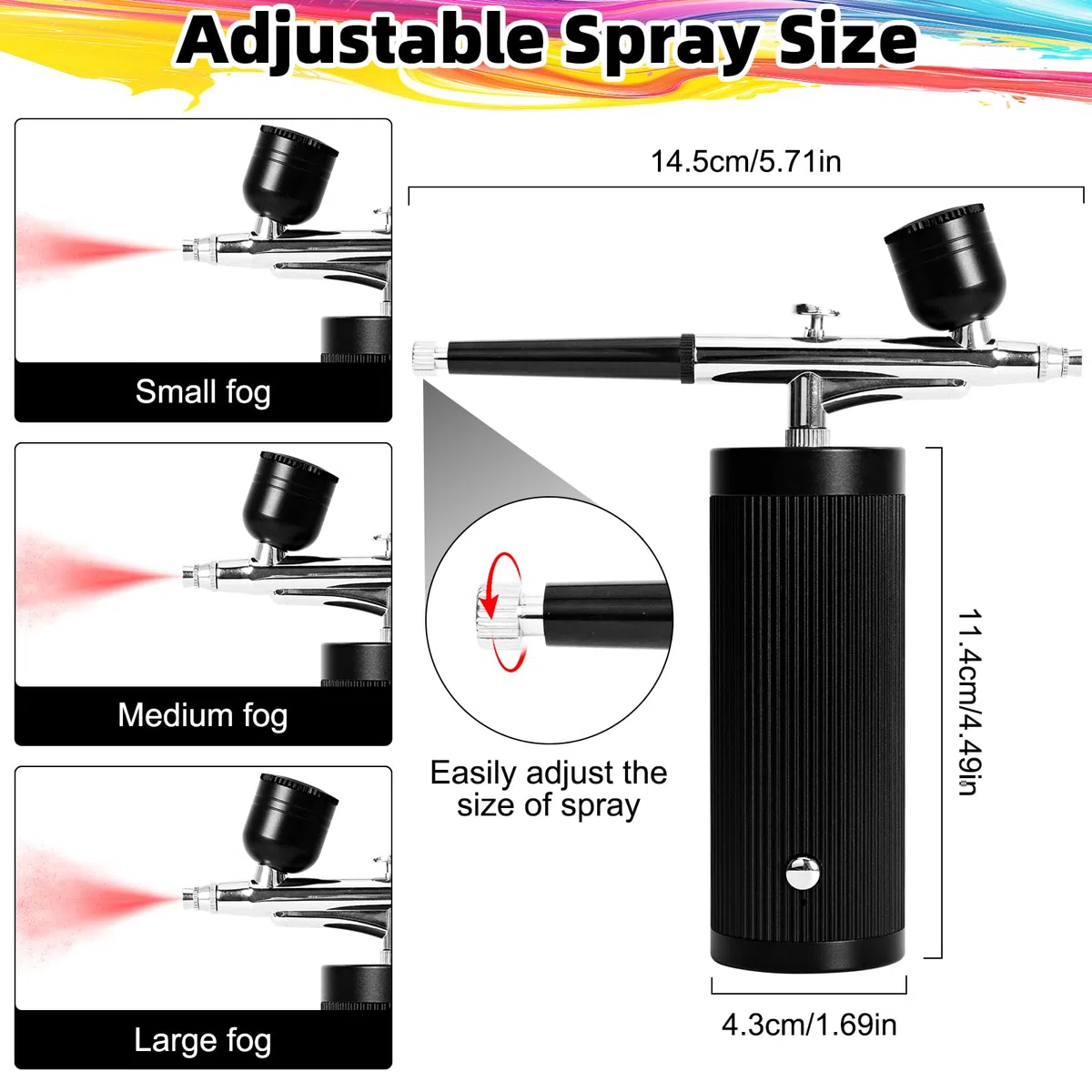 Kit Aerografo con Compressore, Aerografo Portatile Senza Fili, Multifunzione Airbrush ad Alta Pressione, Ricaricabile, Per Nail Art, Trucco, Pittura e Modellismo (Nero)