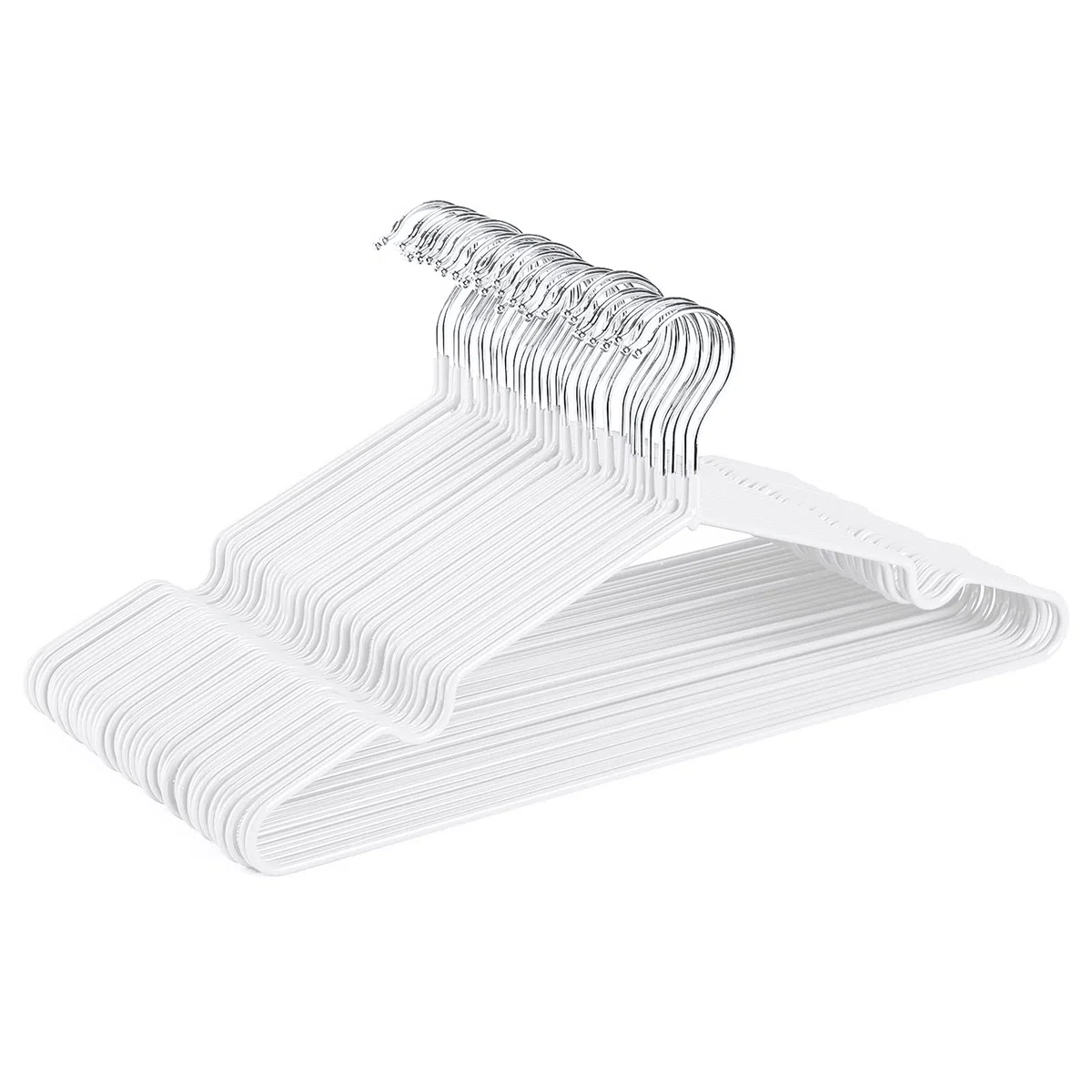 HOUSE DAY Grucce in metallo per camicie, 42 cm, resistenti, antiscivolo, salvaspazio, rivestite in gomma, resistenti, confezione da 40 (bianco)