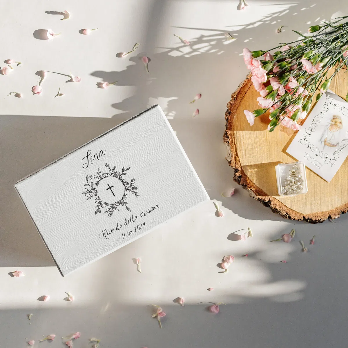 Creative Deco Prima Comunione/Cresima Scatola di Regalo Personalizzato Bianca | Scatola della Memoria in Legno per Bambino/Bambina | Personalizzata | Incisione | per Ragazzo e Ragazza