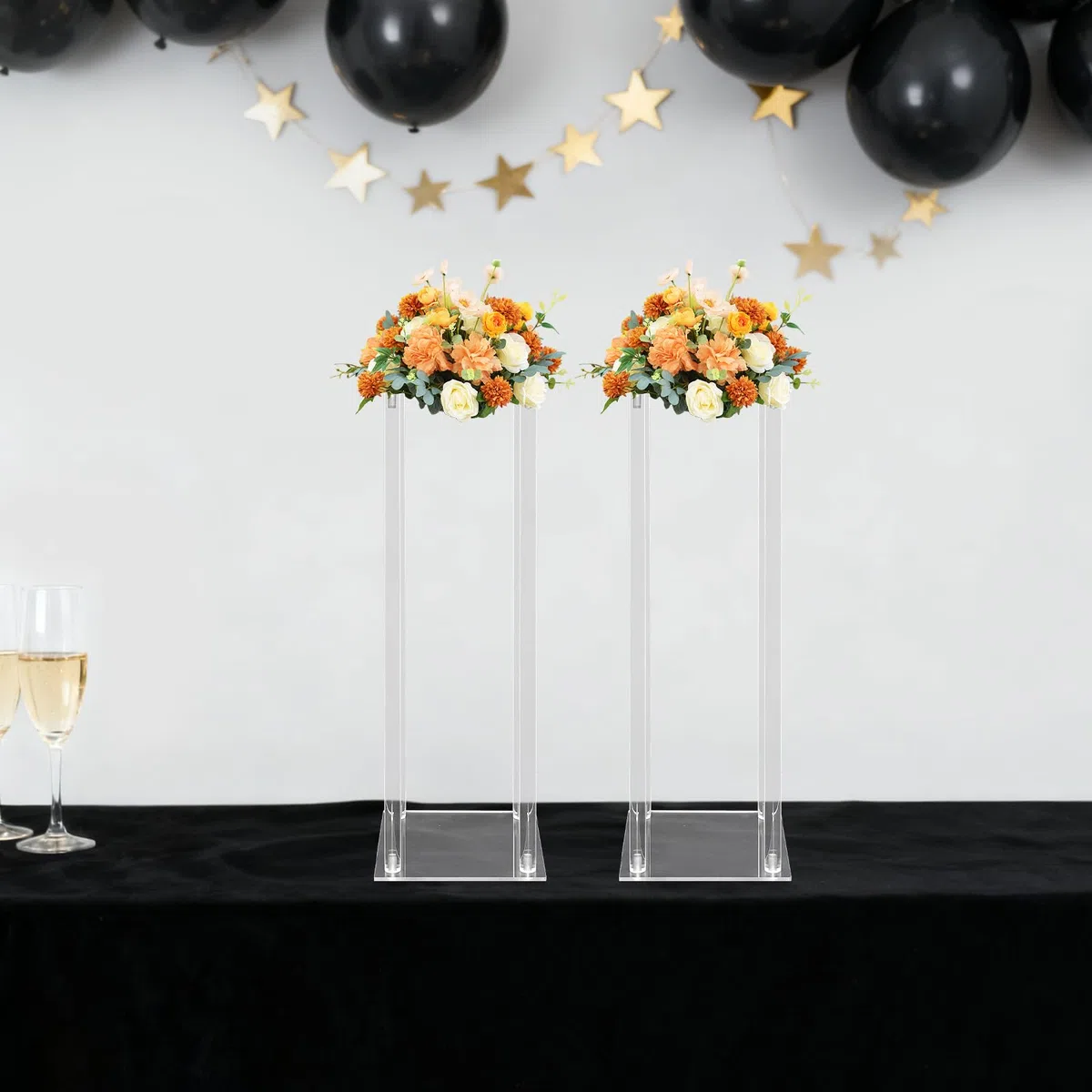 Set di 2 supporti per fiori in acrilico, trasparenti, decorazione per matrimoni, feste, compleanni, eventi