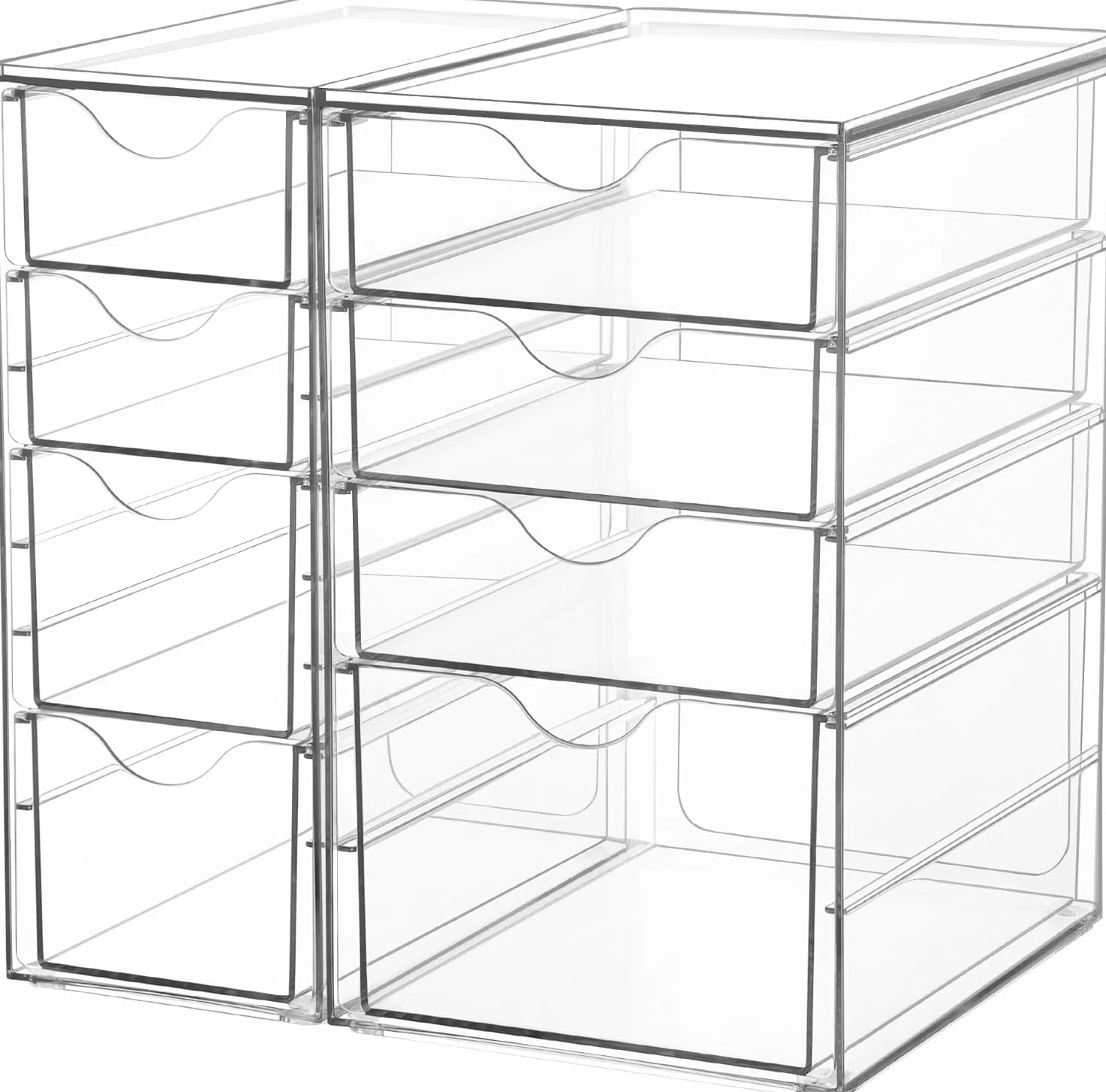 Vtopmart Organizer da scrivania con 8 cassetti, organizer da ufficio, organizer trasparente per desk per ufficio, artigianato, trucco, penne