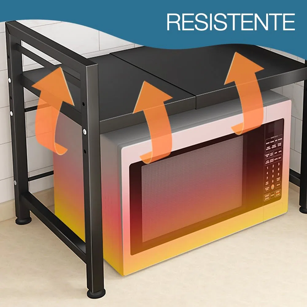 Supporto per Microonde Mensola Regolabile e Salvaspazio Scaffale da Cucina Mobiletto Aggiustabile con Gancio Counter Ripiano Due livelli
