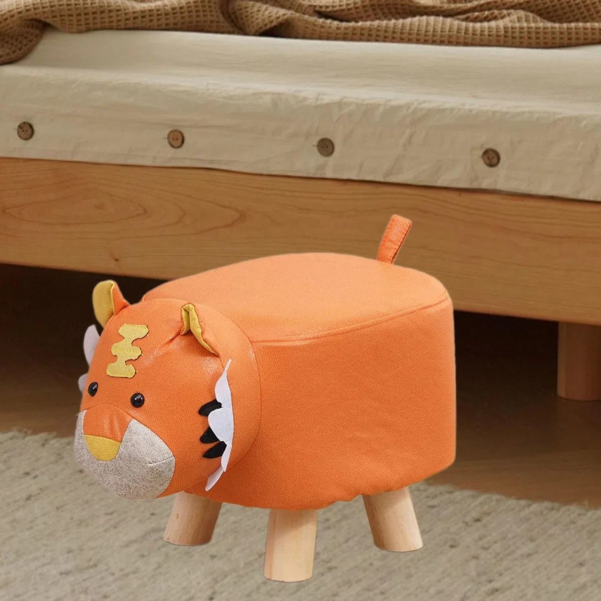 Poggiapiedi per bambini Sedia per bambini Sgabello per apprendimento per bambini Forma di animale Poggiapiedi Sgabello per ingresso Camera da letto, Tigre arancione