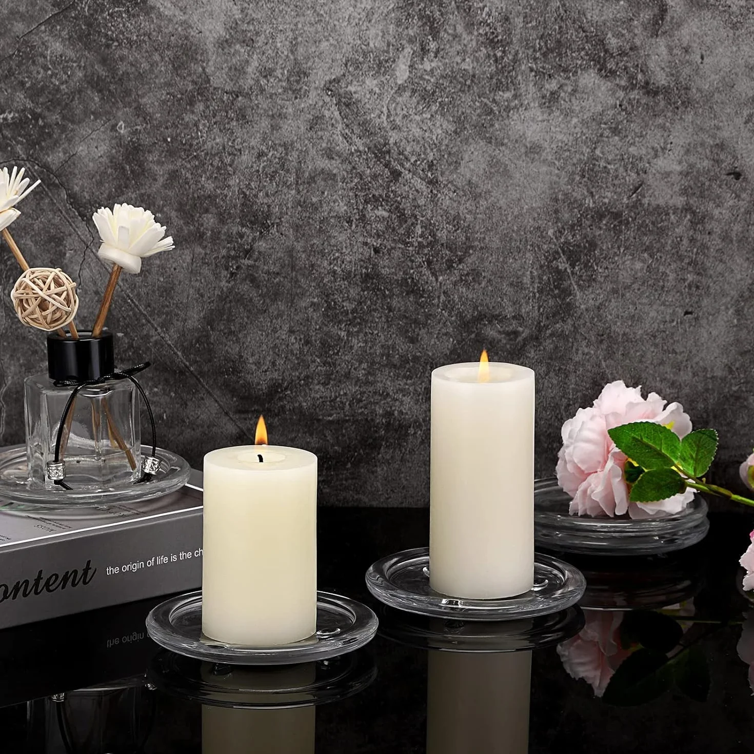 24 portacandele in vetro da 10 cm, sottobicchieri rotondi in vetro per candele, sottobicchieri in vetro, piatti di candela trasparenti per candele, spa, matrimoni, feste, decorazioni per la