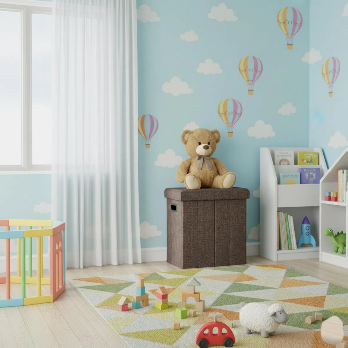 Relaxdays Sgabello Pieghevole, HxLxP: 49,5x46x25,5 cm, Pouf Contenitore, Lino, Poliestere, Legno MDF, Colore Marrone