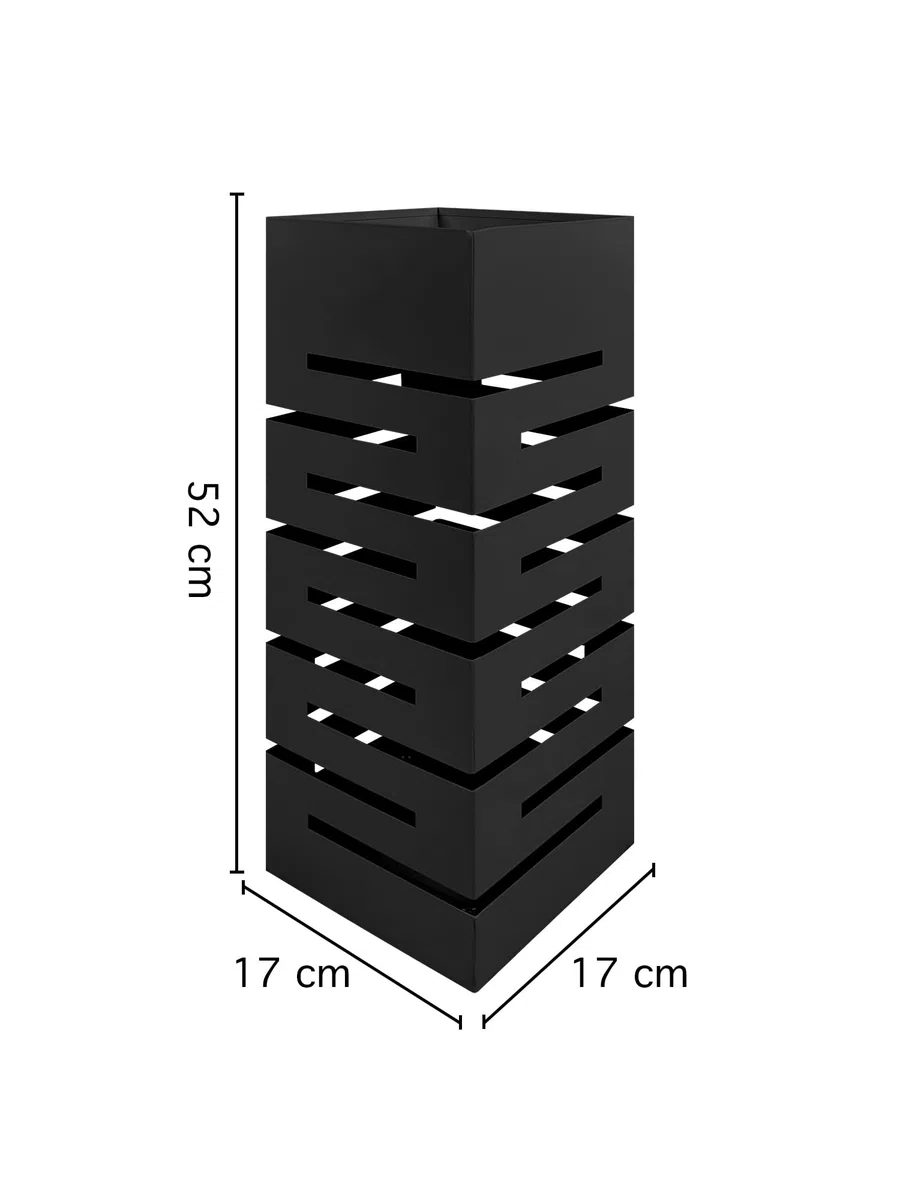 IlGruppone Portaombrelli Interno Esterno Elegante in Metallo Con Ganci Per Ombrellini Design Moderno - Modello 4 Nero