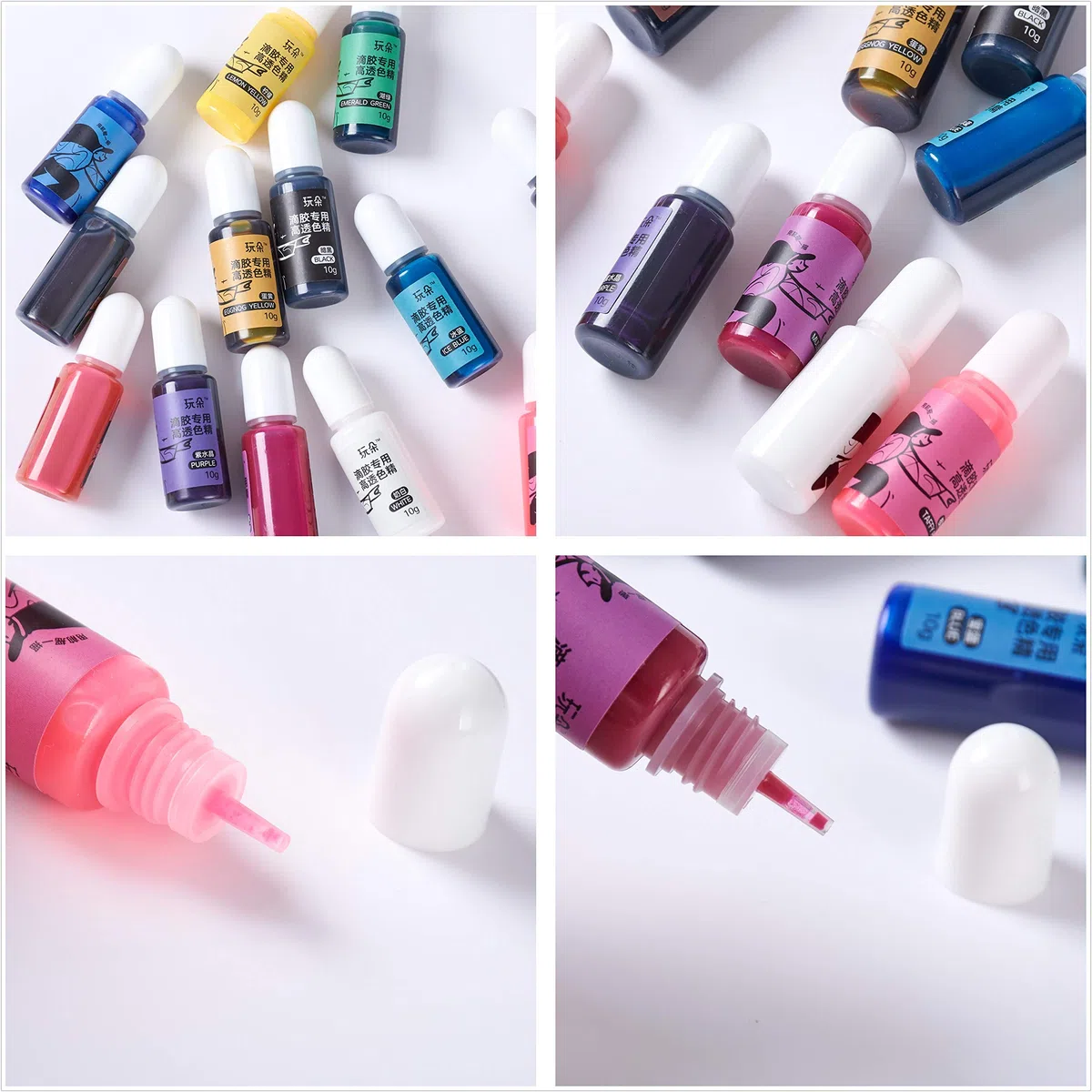 Nuova resina UV SENZA ODORE 500g Trasparente Duro Non tossico per creazione di gioielli Kit fai da te fatto a mano con 15 colori Pigmenti liquidi coloranti per Resina epossidica