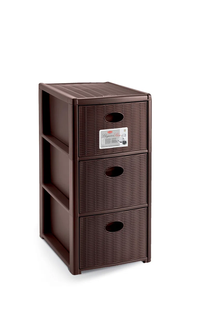 STEFANPLAST Storage Unit Elegance Slim 3 Drawers Moka *New