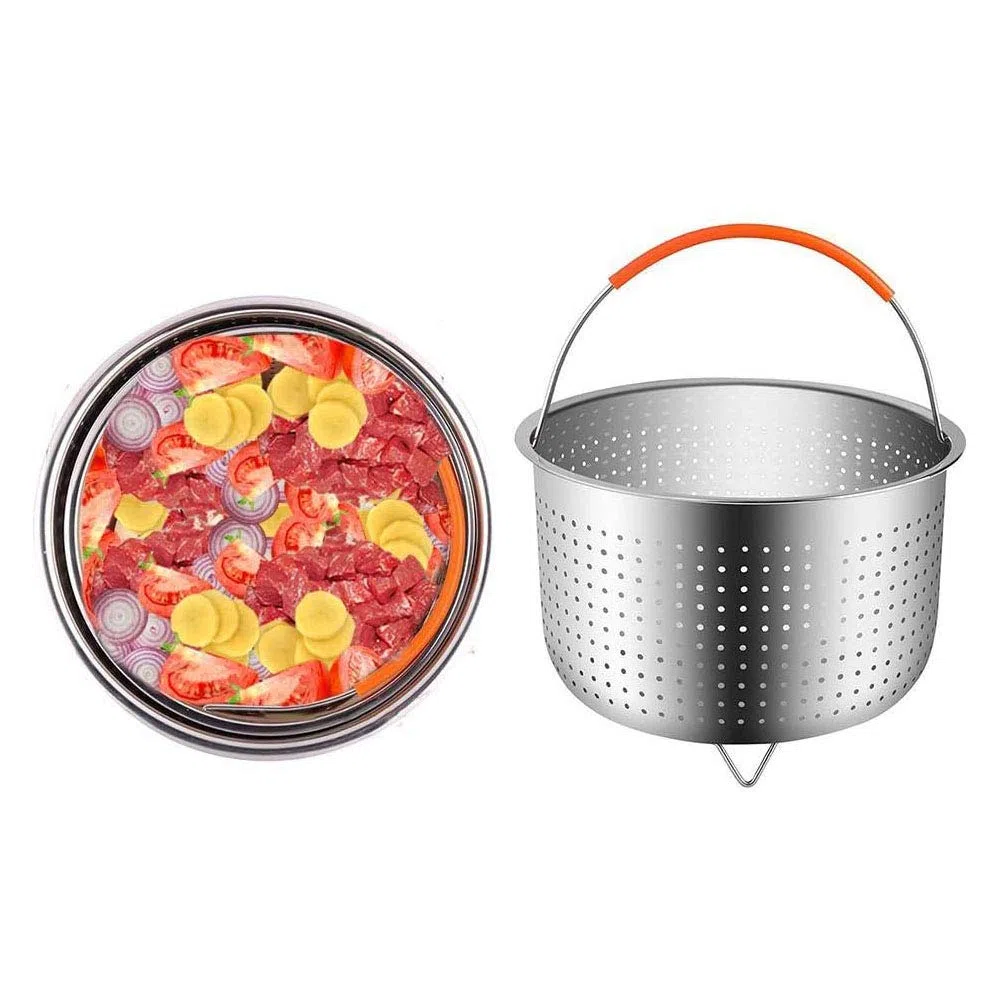 Multifunzione a Vapore Cesto pentola a Pressione, Cottura a Vapore con Egg Steamer Rack Inox 304 Cestello a Vapore Pentola a Pressione Cucina Anti-scottatura a Vapore Multifunzionale per Cucina