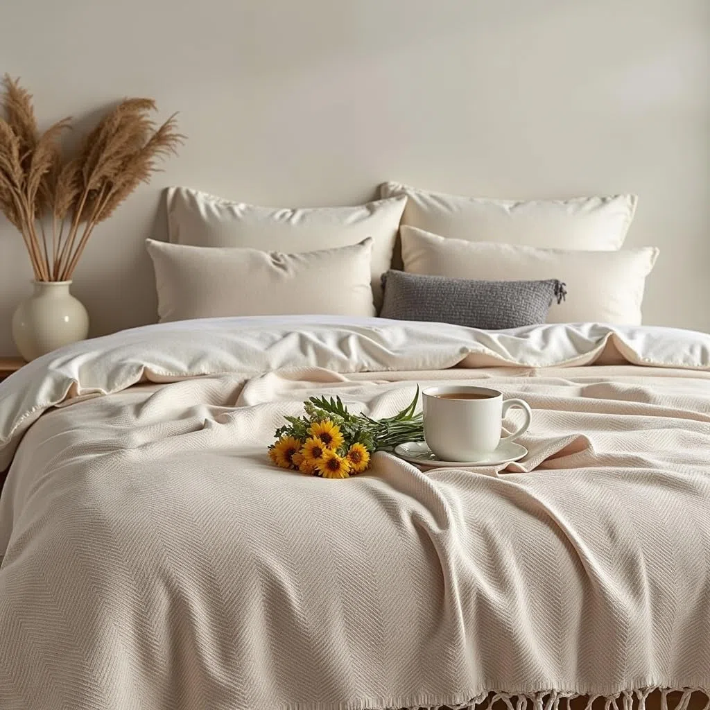 BOHORIA® Copriletto XXL in tulum | 100% cotone | Oeko-Tex® | copriletto double-face con motivo | extra grande 200 x 230 cm (200 x 230 cm, Seppia