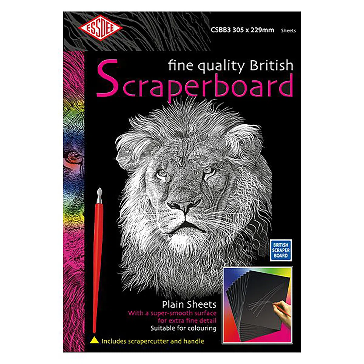 Essdee British Scraperboard, Card, Black, 305 x 229