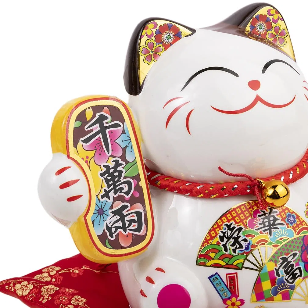 lachineuse Gatto Maneki Neko Giapponese - Fortuna E Felicità - Altezza 16 cm - Braccio Mobile