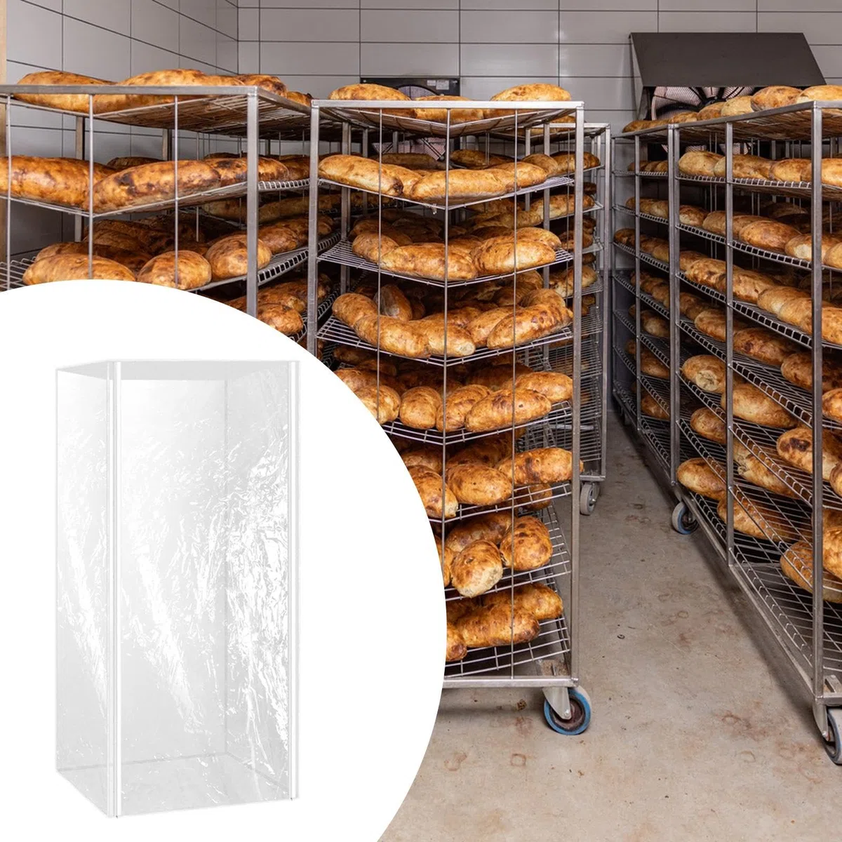 KESOTO Copertura per Teglia Da Forno, Impermeabile, Multiuso, Antipolvere, con Cerniere, Riutilizzabile per Panetterie E Cucine, 70x58x153cm