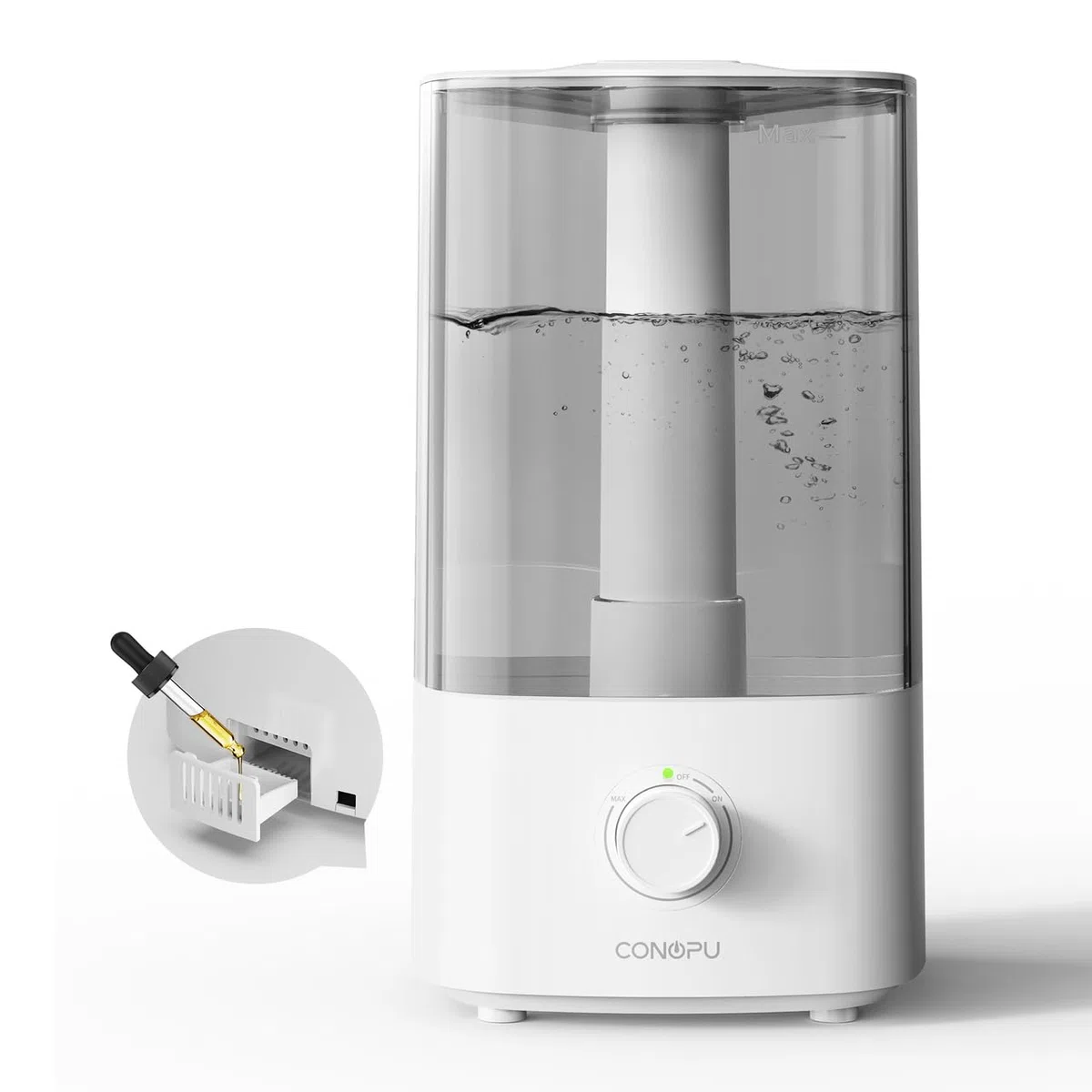 CONOPU Umidificatore, 4 l, umidificatore per camera da letto, camera da letto, camera dei bambini, 300 ml/h, bianco