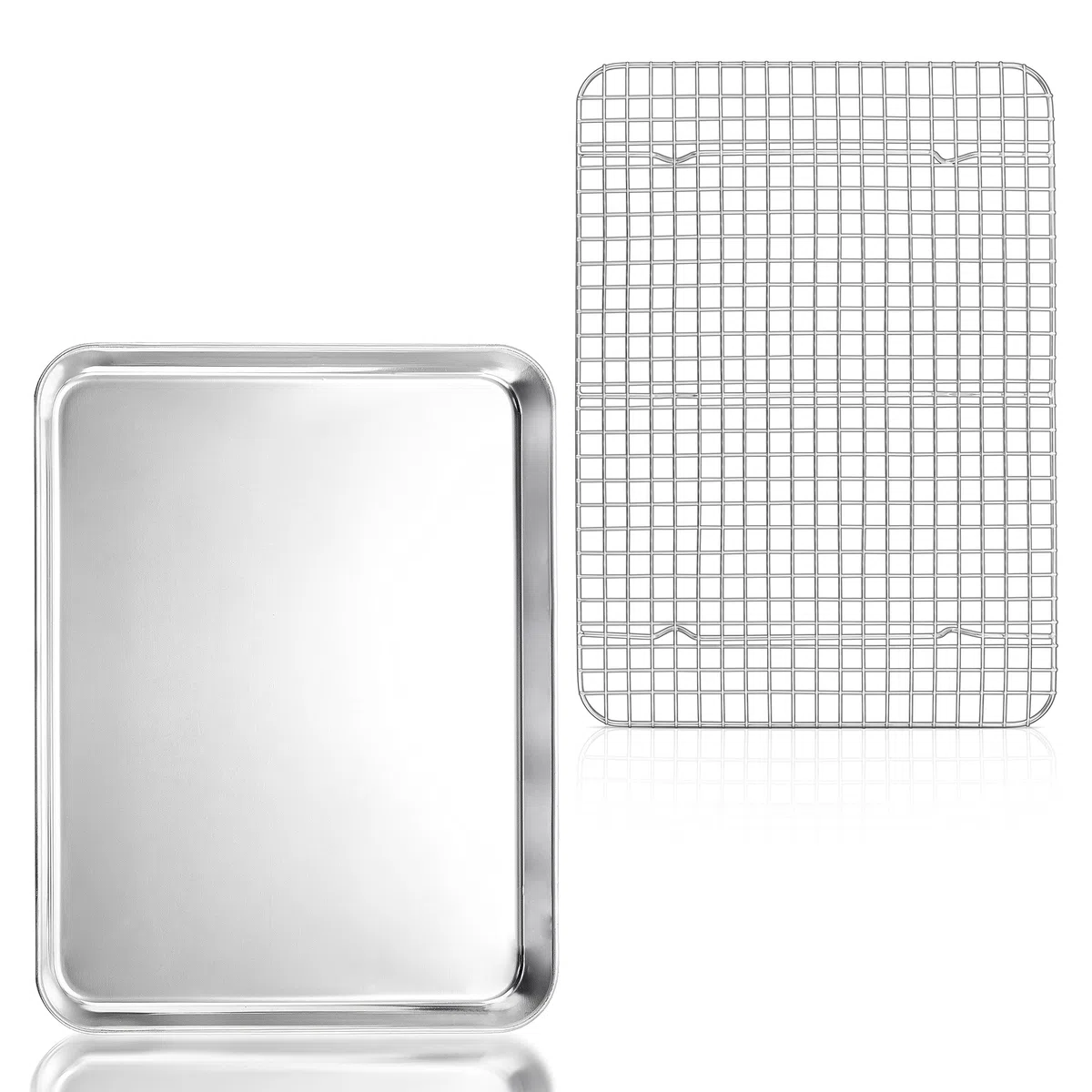 Herogo Teglia da forno con griglia di raffreddamento, grande, 40,5 x 30,4 cm, in acciaio inox, versatile