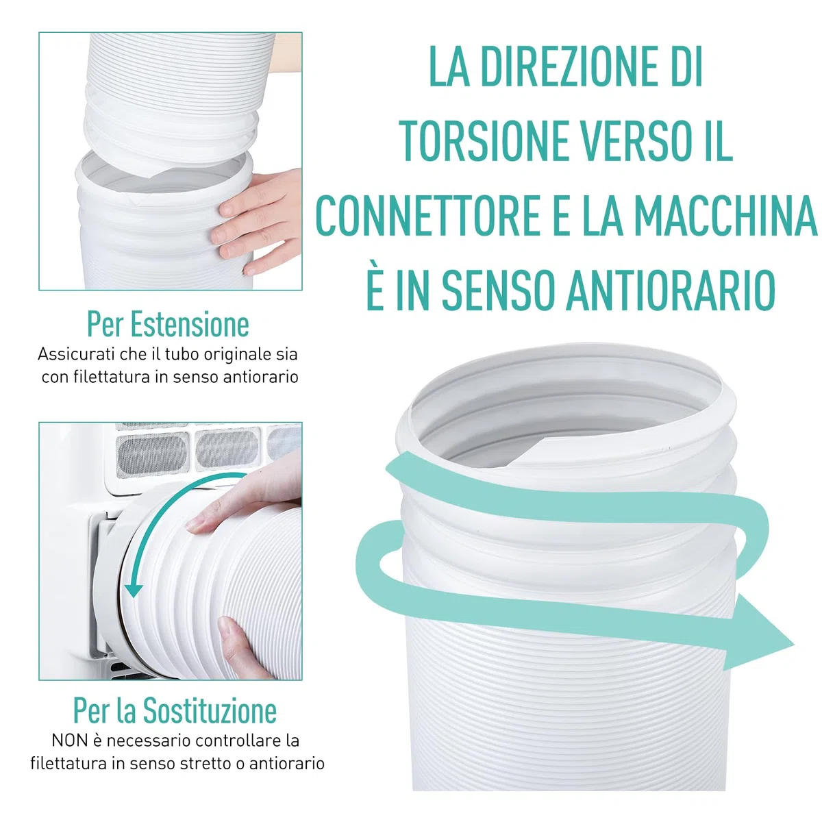 AGPTEK 13CM Tubo di Scarico del Condizionatore d'Aria Portatile, in PVC, Diametro 13 CM, Filettatura Antioraria, Tubo di Ricambio Universale, Estensibile 150CM di Lunghezzaza