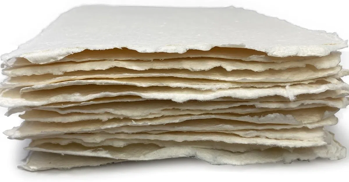Wanderings Carta Per Acquerello Spessa Fatta A Mano Con Bordo Sfrangiato - 28x43cm - 500GSM, Carta Pregiata Avorio A Grana Fine Per Tecniche Miste, Pressata A Freddo Di Cotone Riciclato - 15 Fogli