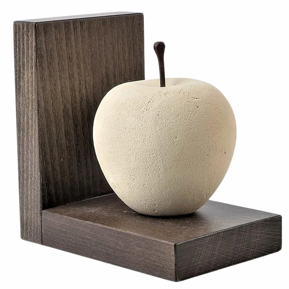 Fermalibri A Forma Di Mela Scultura In Pietra Su Base In Legno Fermalibro Cameretta Prodotto Artigianale Made In Italy - Q027m