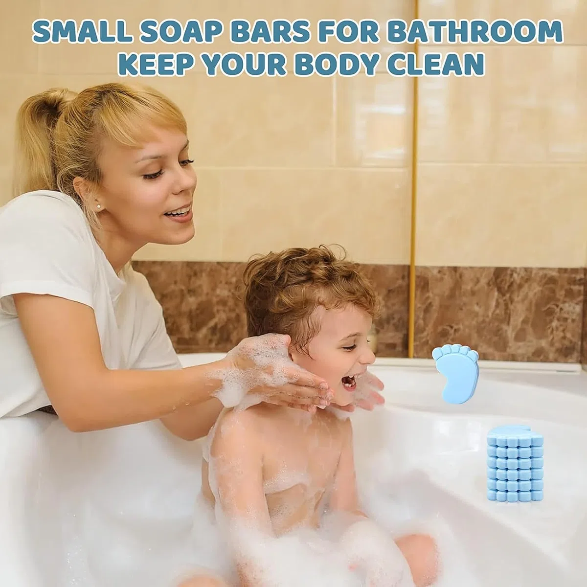 50 mini saponette profumate fatte a mano per baby shower, con sacchetti ed etichette di ringraziamento, per matrimoni, compleanni, feste, ospiti, colore: blu