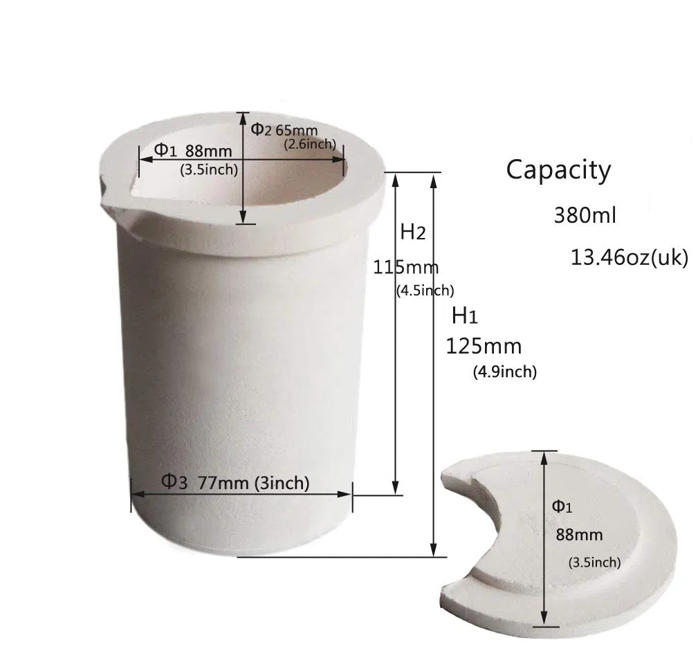 LLF - Crogiolo di fusione in ceramica, 3 kg, con coperchio colata raffinazione oro argento rame platino