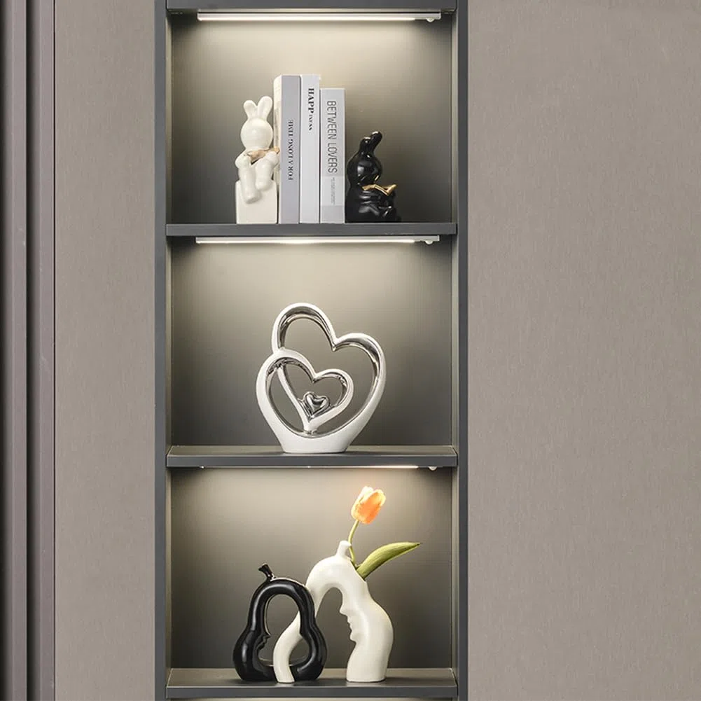 Statua in ceramica a doppio cuore,Elegante cuore per la decorazione,scultura decorativa per la casa,soggiorno,decorazione dell'ufficio,adatta come regalo.
