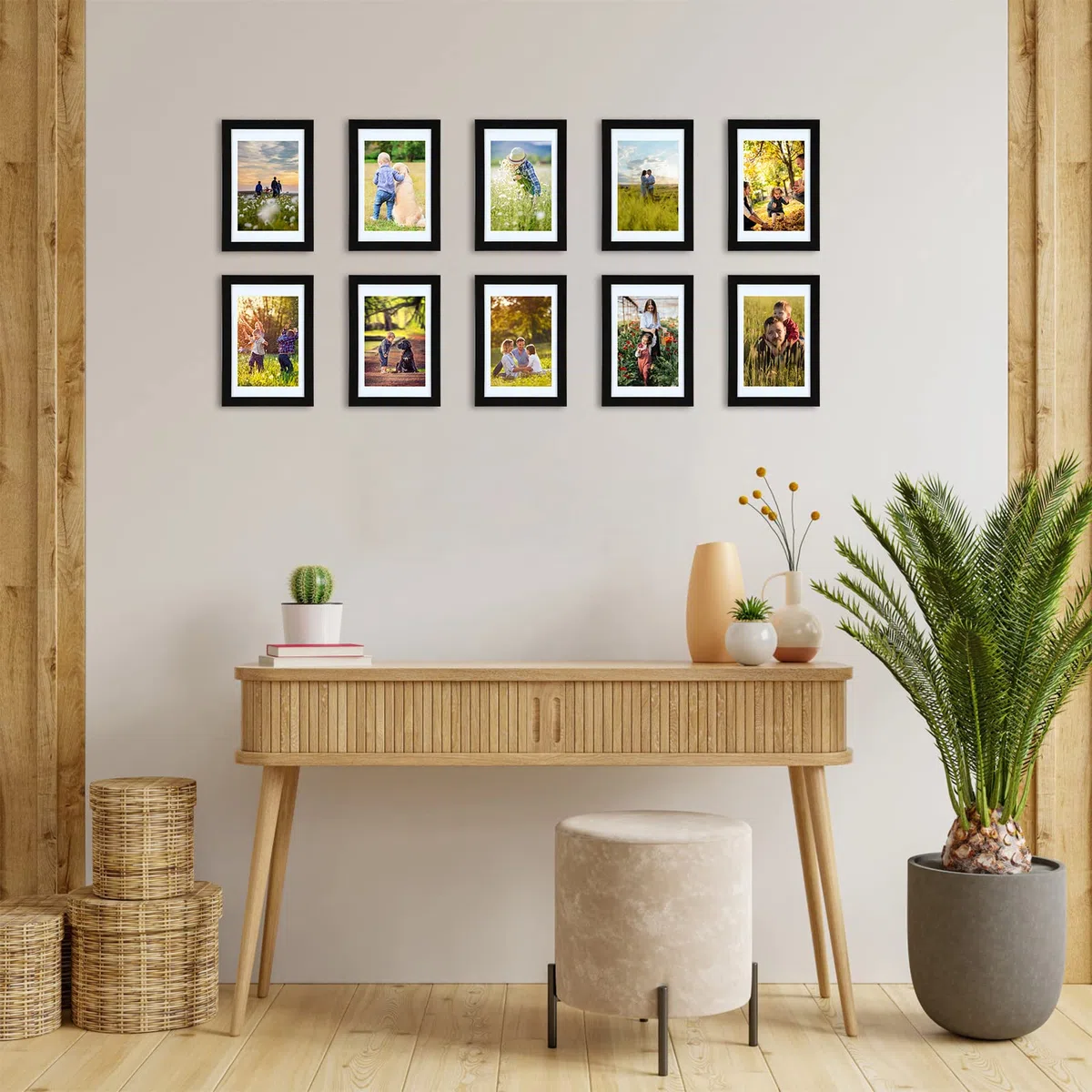 Giftgarden Cornice 9x13 con Passepartout, Cornice 10x15 Senza Passepartout, Portafoto da Tavolo e Parete, Set di 10, Nera