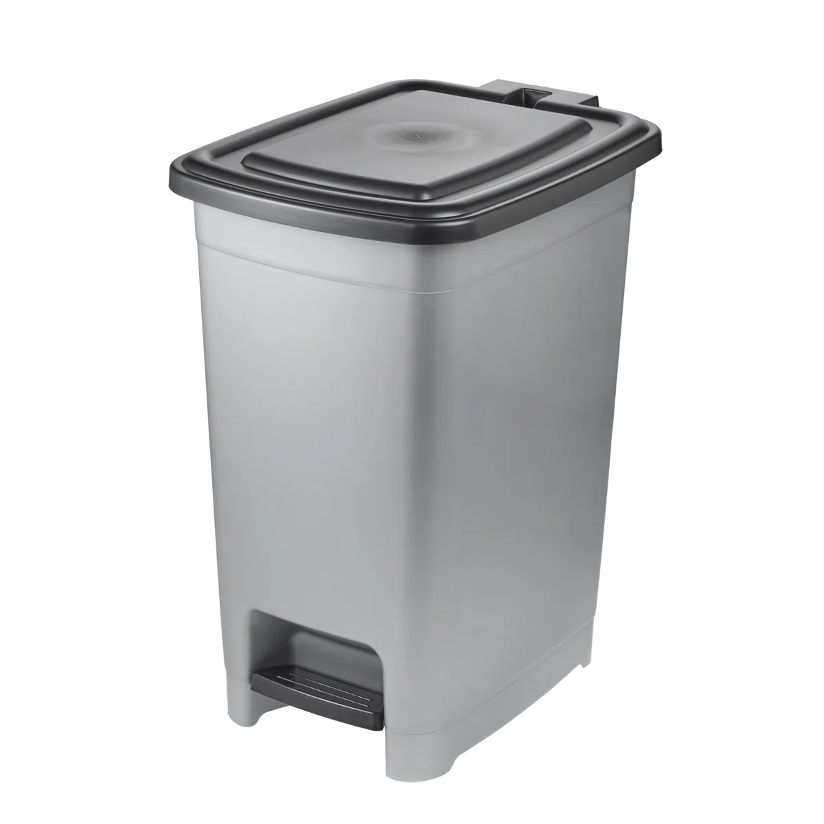 keeeper pattumiera a pedale, 40 l, facile da pulire, pedale per apertura e chiusura igienica, contenitore per rifiuti, 32 x 42 x 53 cm, Olaf, Light Silver (Argento)