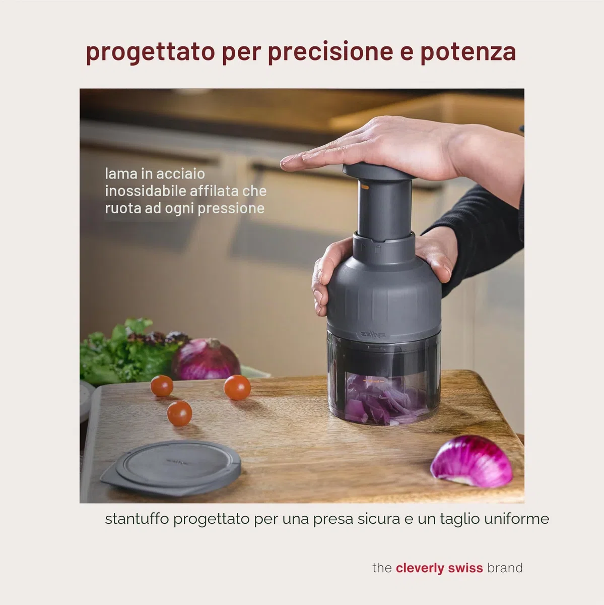 Zyliss Zick Zick 3 - Tritatutto Manuale da Cucina, Lama Ultra Affilata Rotante in Acciaio Inossidabile, Trita Verdure, Frutta, Cipolle, Carne Erbe e Altro, Trita Verdure a Mano, Accessorio da Cucina