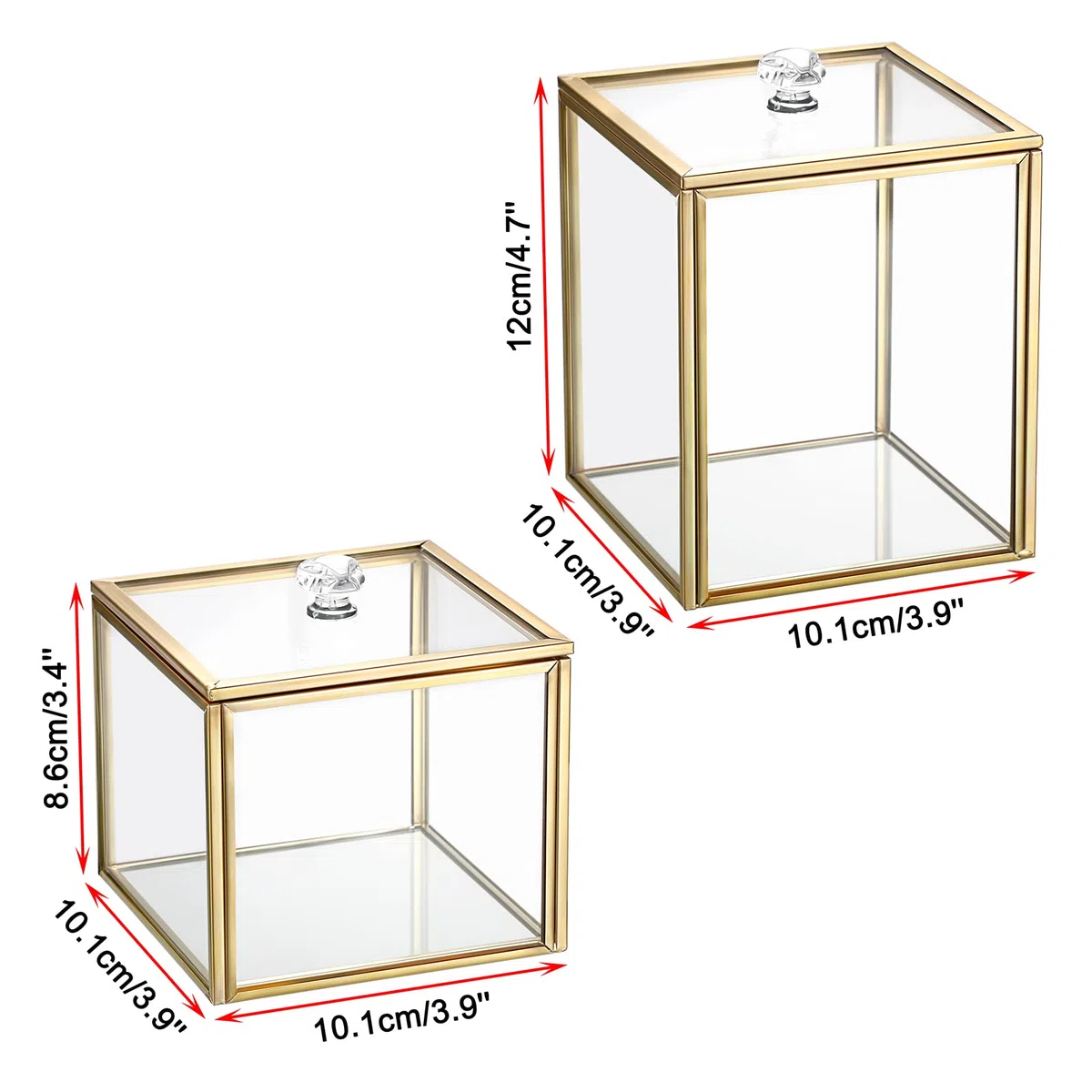 SUMTree 2 pz oro vetro trasparente Qtip titolare palle di cotone tampone organizzatore con coperchio