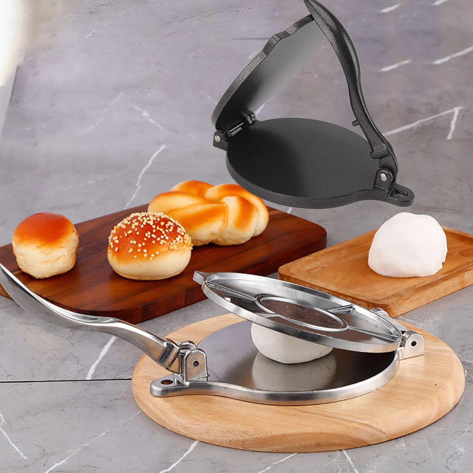 Tortilla Rotonda in Lega di Alluminio, Strumento di Pressa Manuale, Pressa da 16 Cm per la Pressa di Sitilla, per Farina Fatta in Casa, Tortillas, Making per Torte per Pizza (16