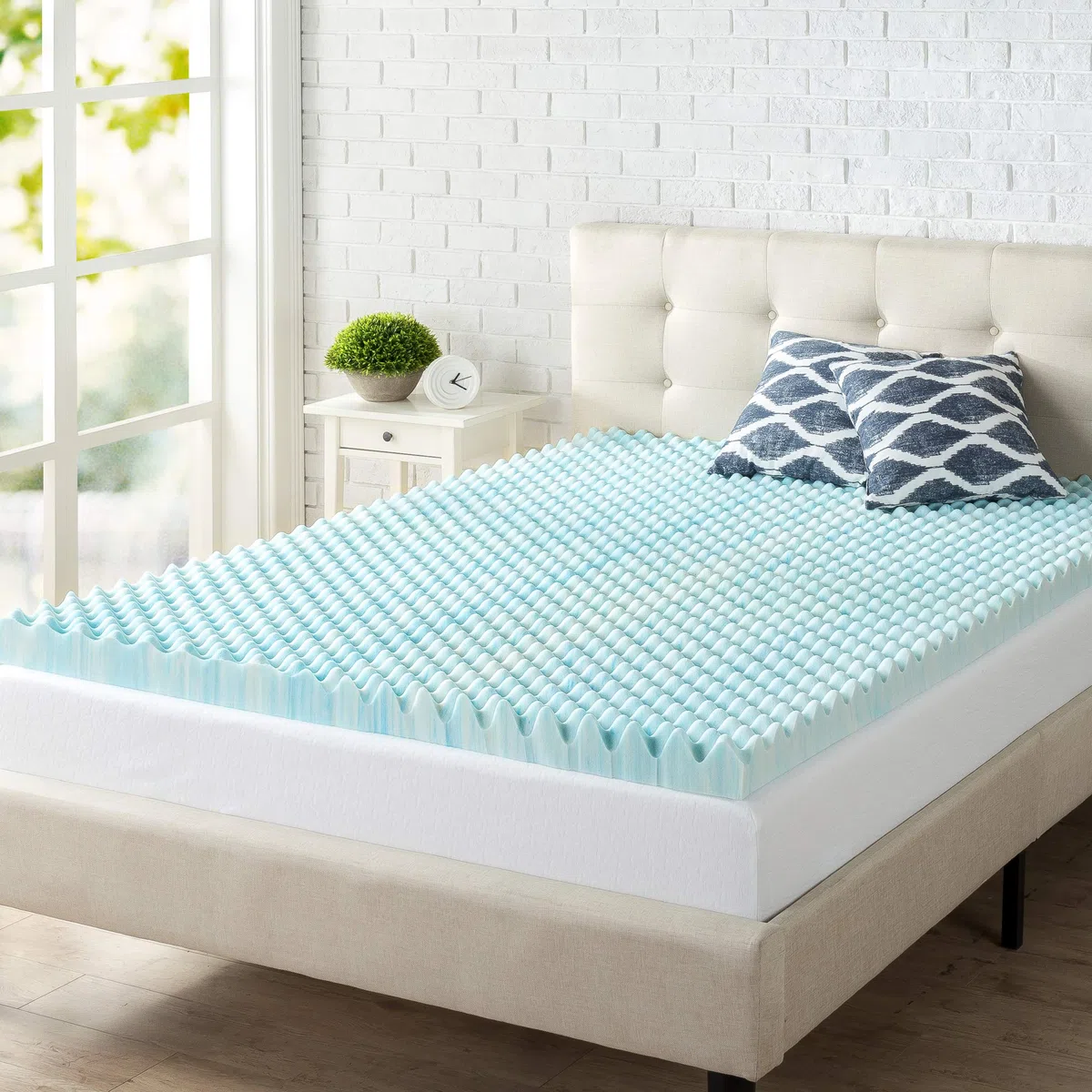 Zinus Cool Swirl, topper per materasso 160x190 cm - Altezza 7.6 cm - Materasso in schiuma di memoria rinfrescante - Topper per materasso - Certificato OEKO-TEX
