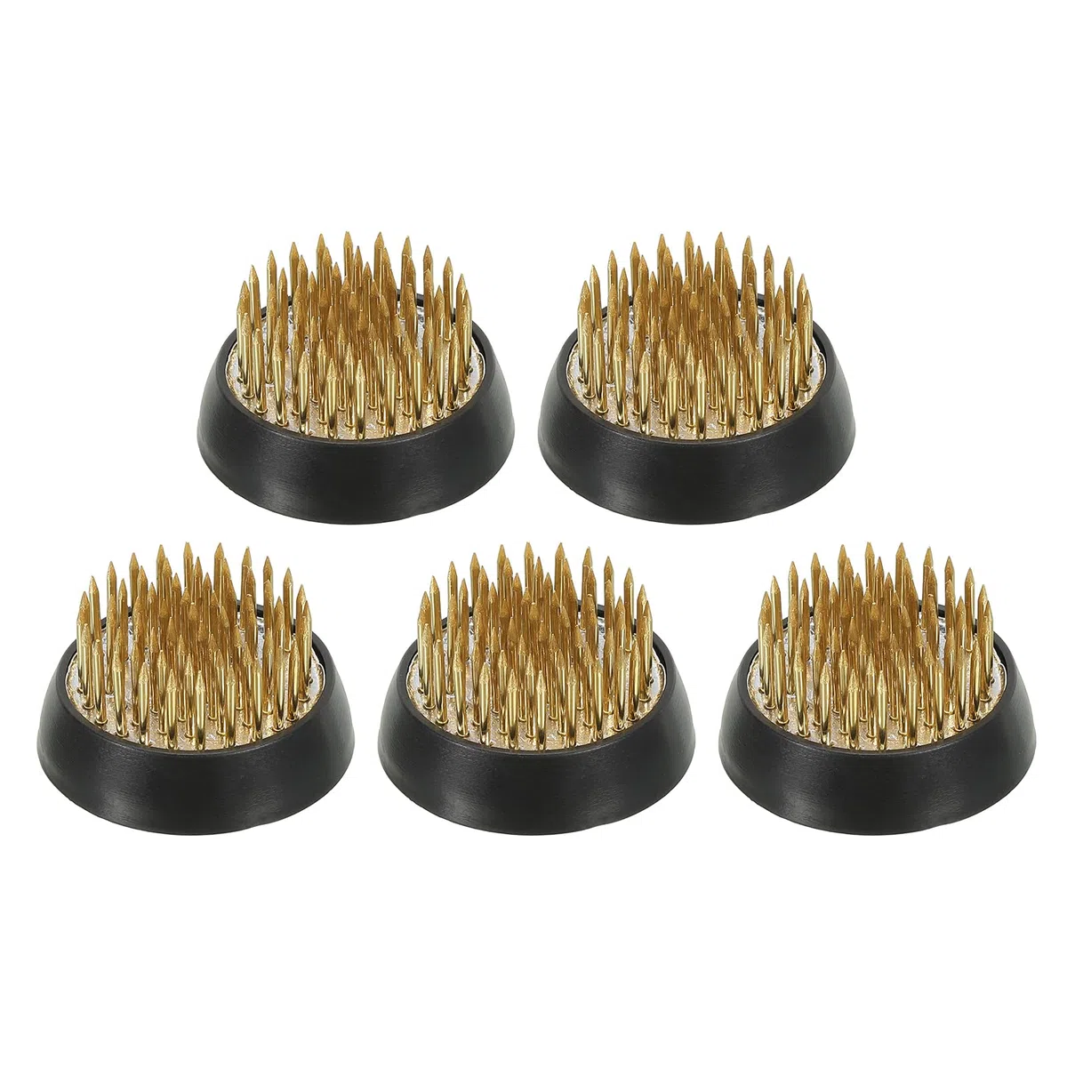 PATIKIL 1,4" Rane Fiori Ikebana Kenzan 5pz Fiori Composizione Strumento Ottone Floreale Rana Spilli Contenitore per Vaso Fiore Composizione Tonalità Oro