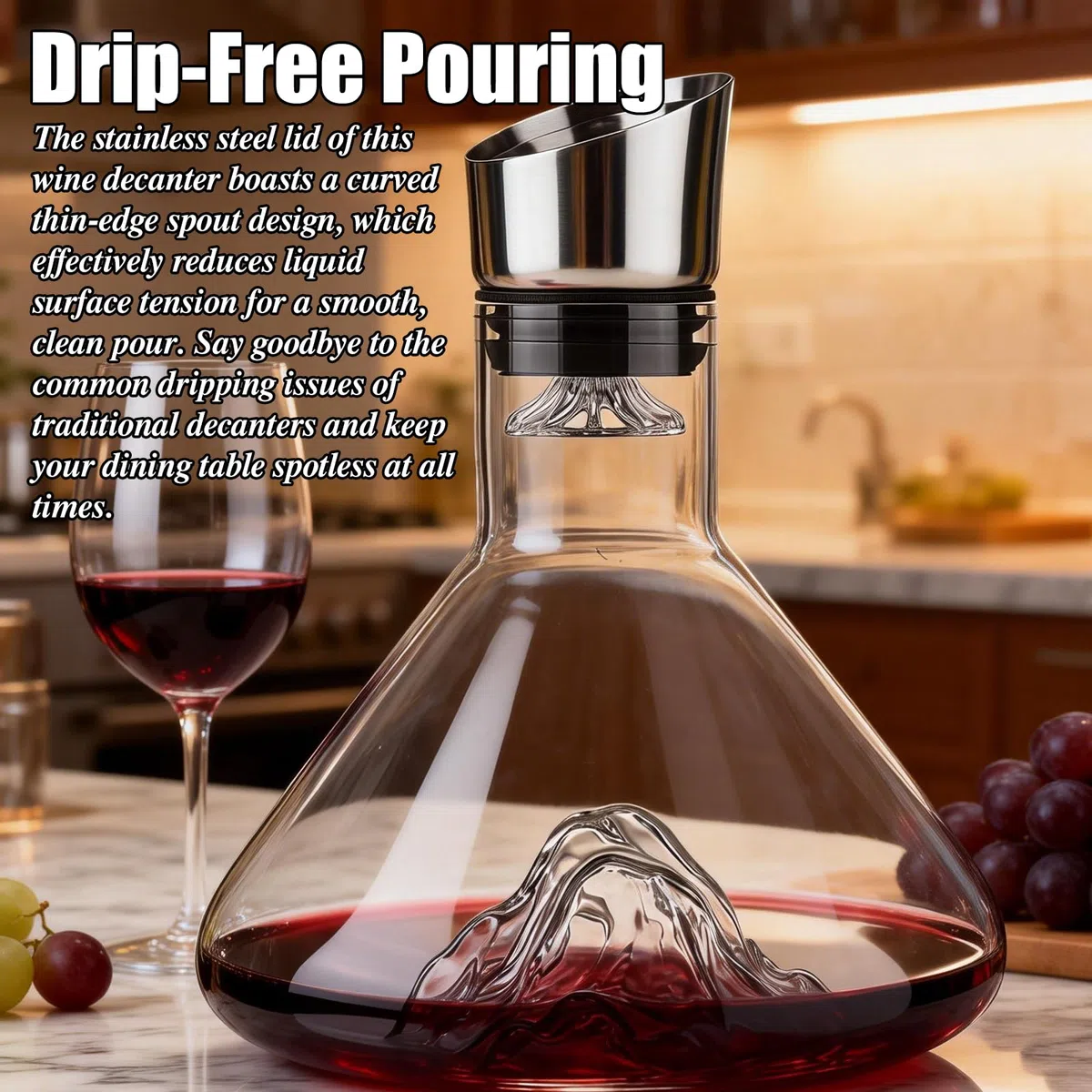 Decanter Per Vino Rosso,1500ML Decanter Per Vino Con Aeratore,Caraffa Vino Con Aeratore,Decantatore Con Aeratore E Filtro Per I Suoceri E Gli Aanti Del Vino,Vino Rosso,Servizio Antigoccia