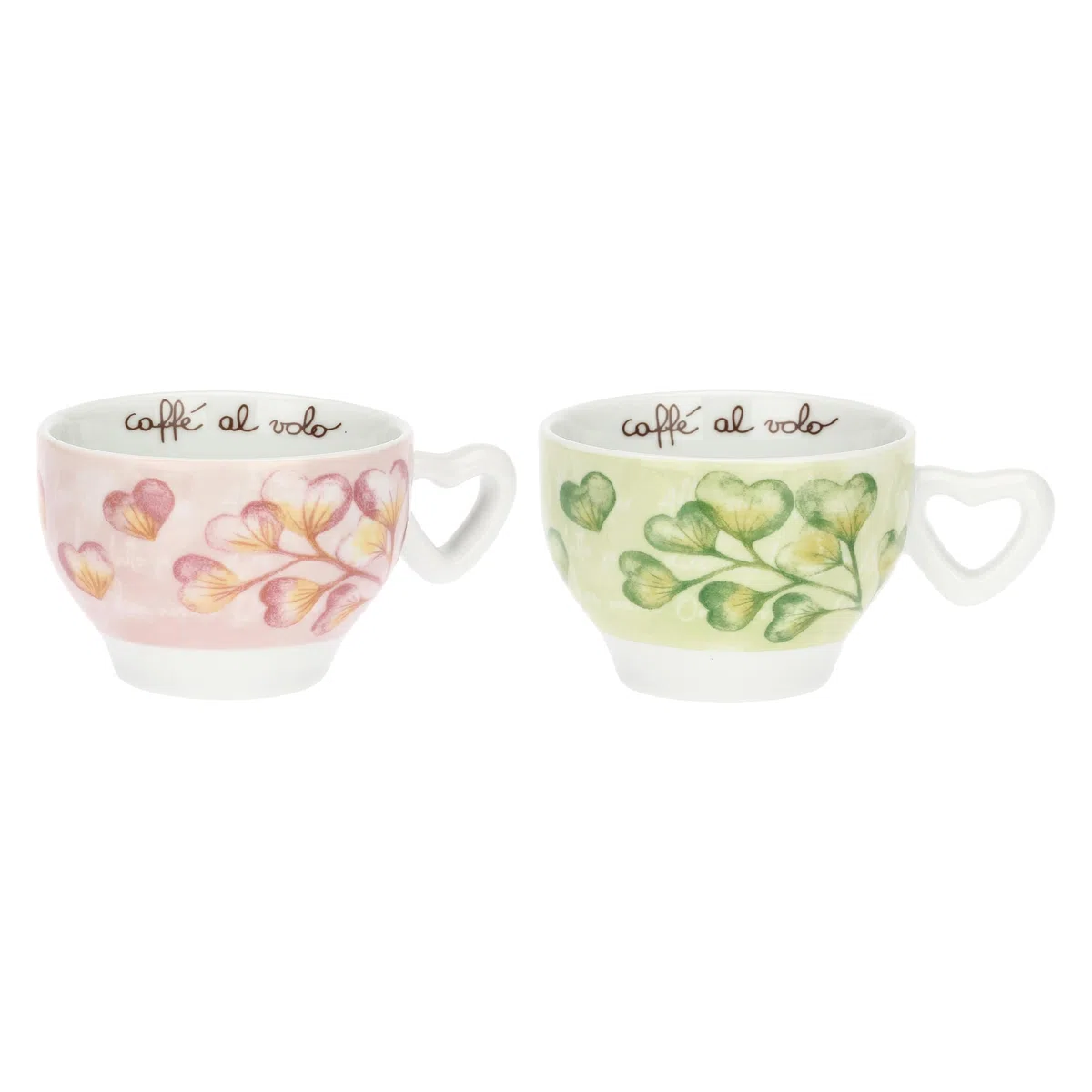 THUN - Set 2 tazze cappuccino - porcelllana - Collezione Cuori in Fiore - 13 x 6 cm