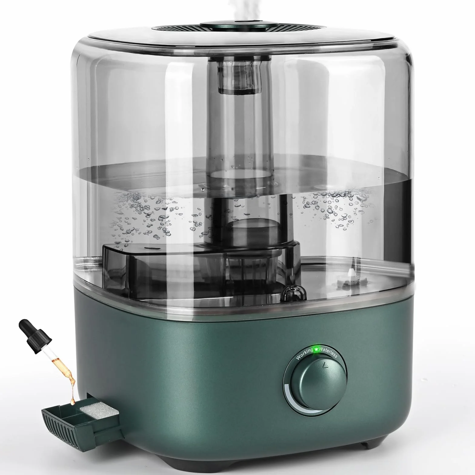 Umidificatore camera da letto 5 l, Vankarr Ultrasuoni 28 dB Silenzioso Air Humidifier TopFill Umidificatore per ambienti con ugello girevole a 360°, Aumenta l'umidità per cameretta dei bambini,