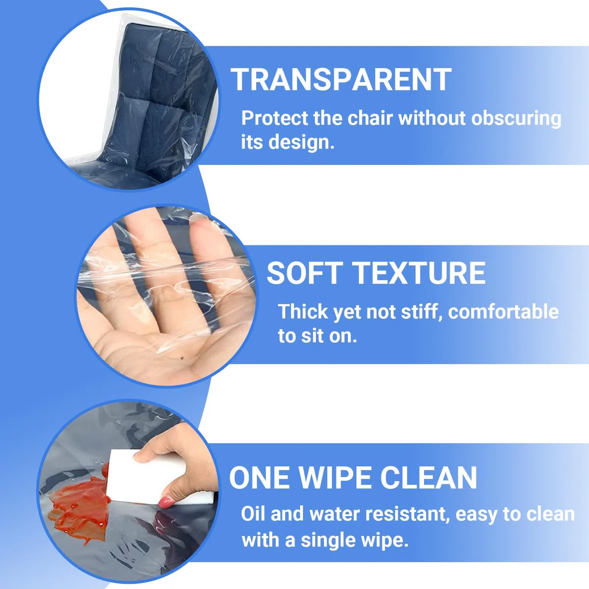 SagaSave: Set di 4 coperture in plastica per sedie da pranzo, universali, trasparenti, impermeabili, antigraffio e riutilizzabili